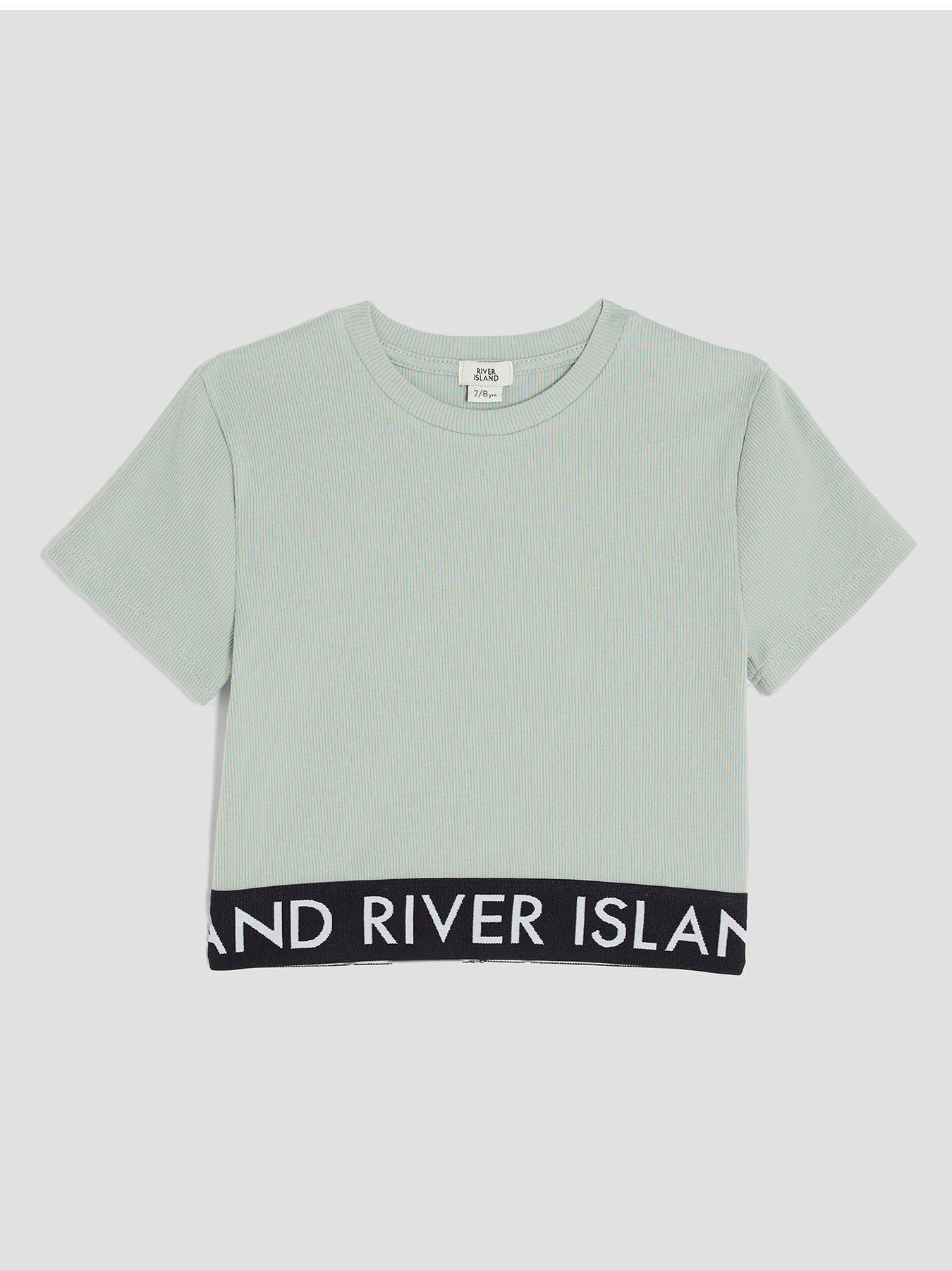 River Island Older Girls Ribbed Waistband Top - Green