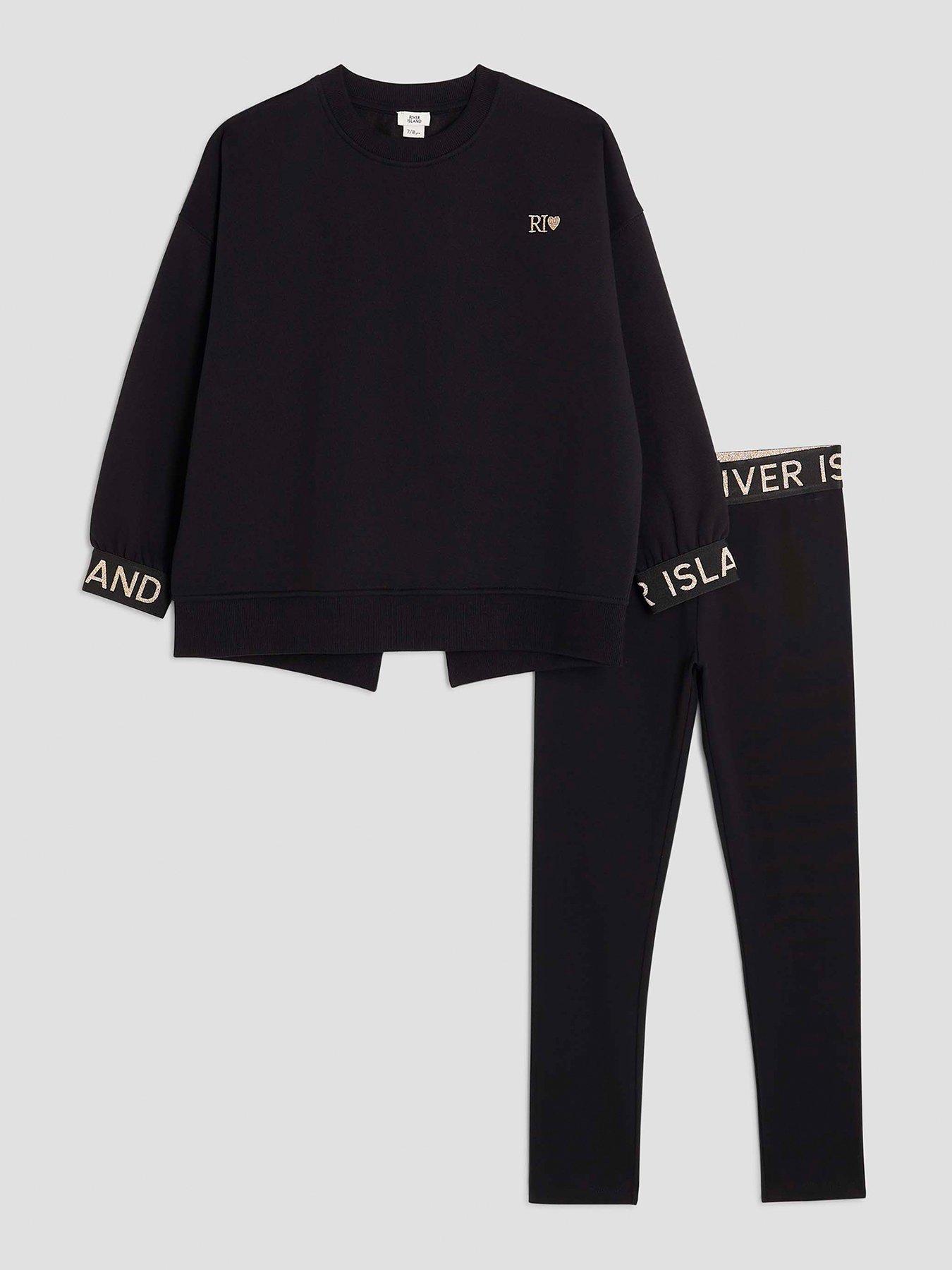 River Island Older Girls Split Back Sweatshirt Set - Black