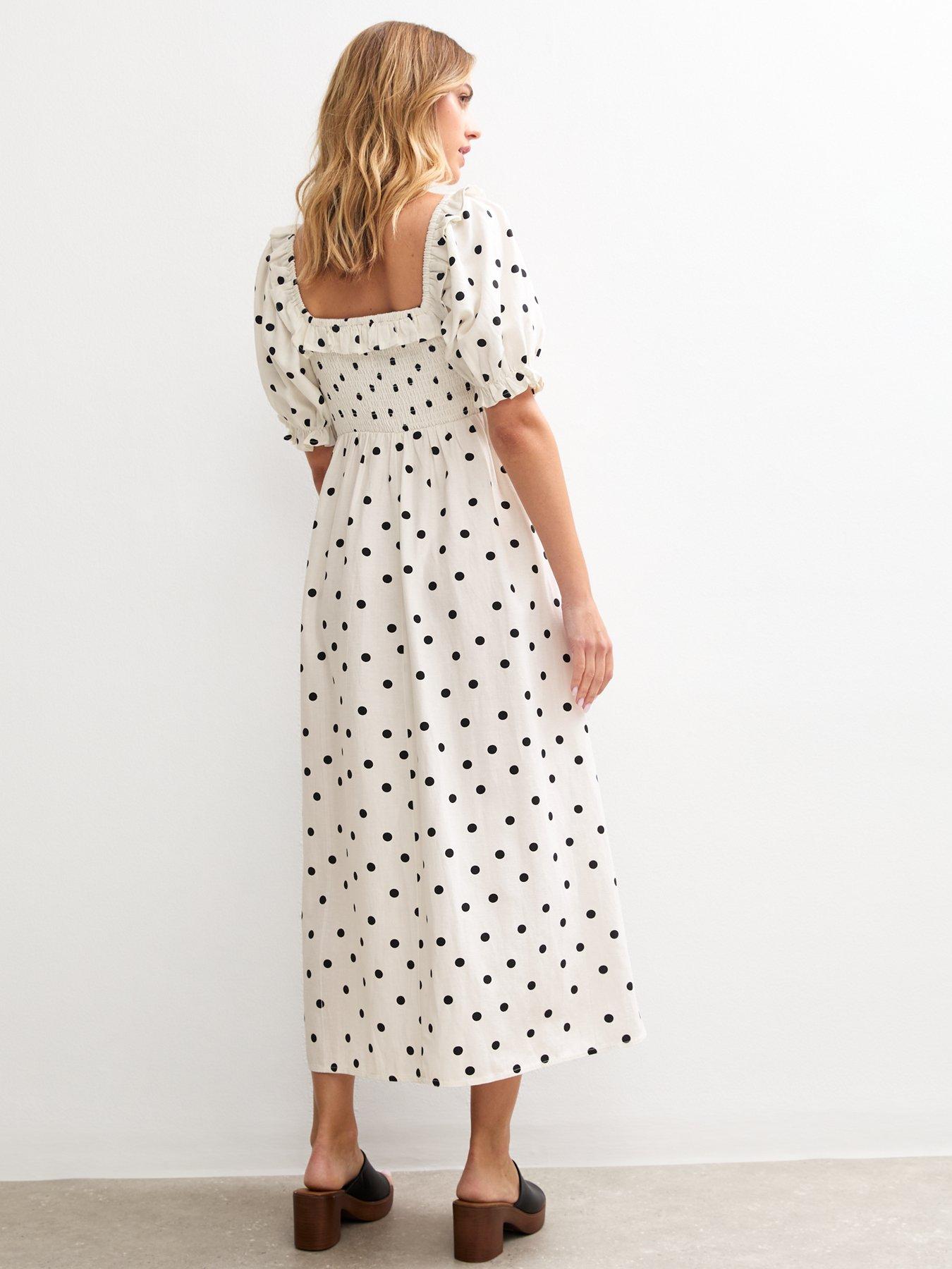 new-look-spot-print-shirred-midi-dress-whitestillFront