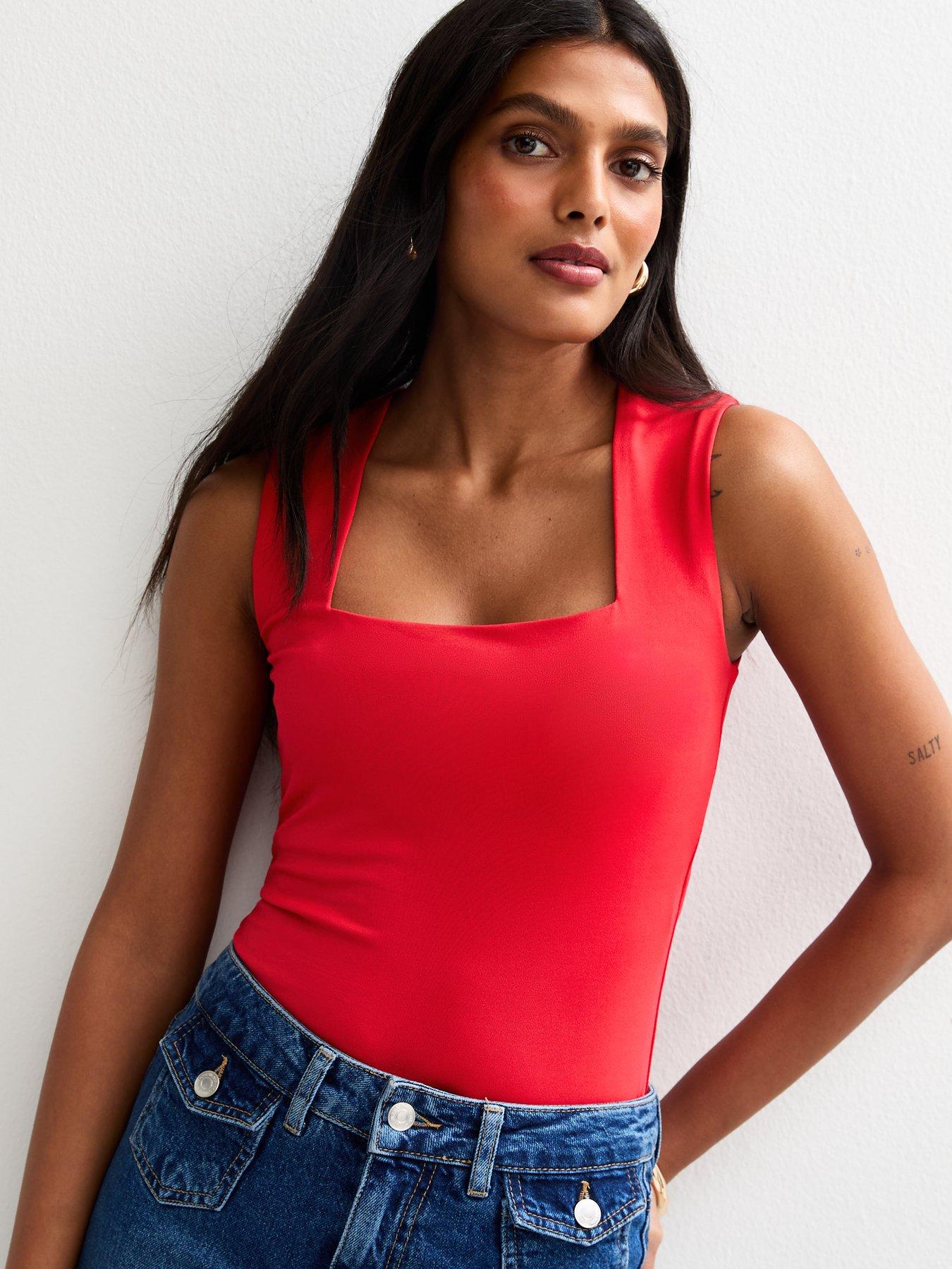 Image of New Look Red Square Neck Bodysuit