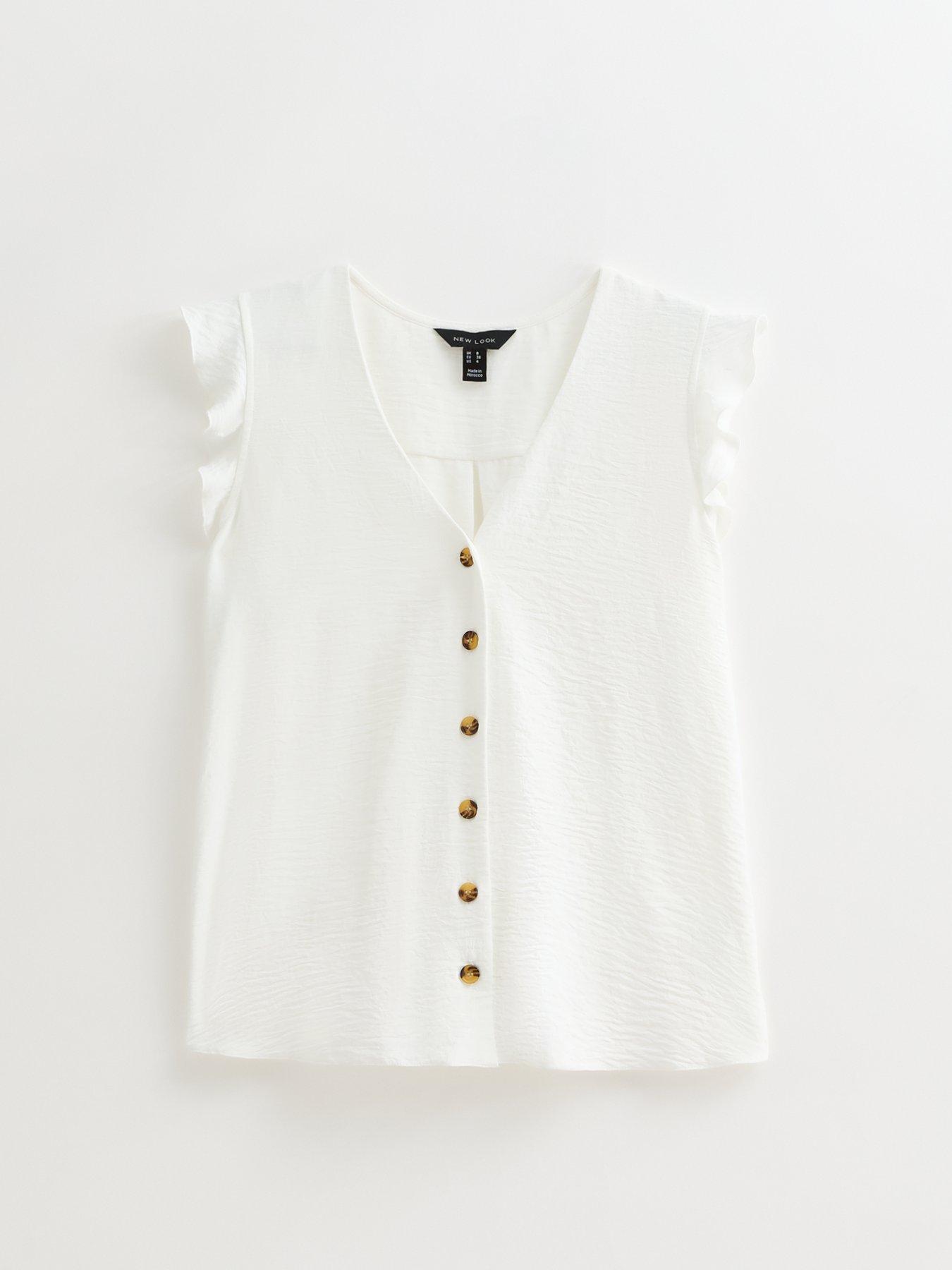 New Look White Ruffle Trim Button Up Top | Very Ireland