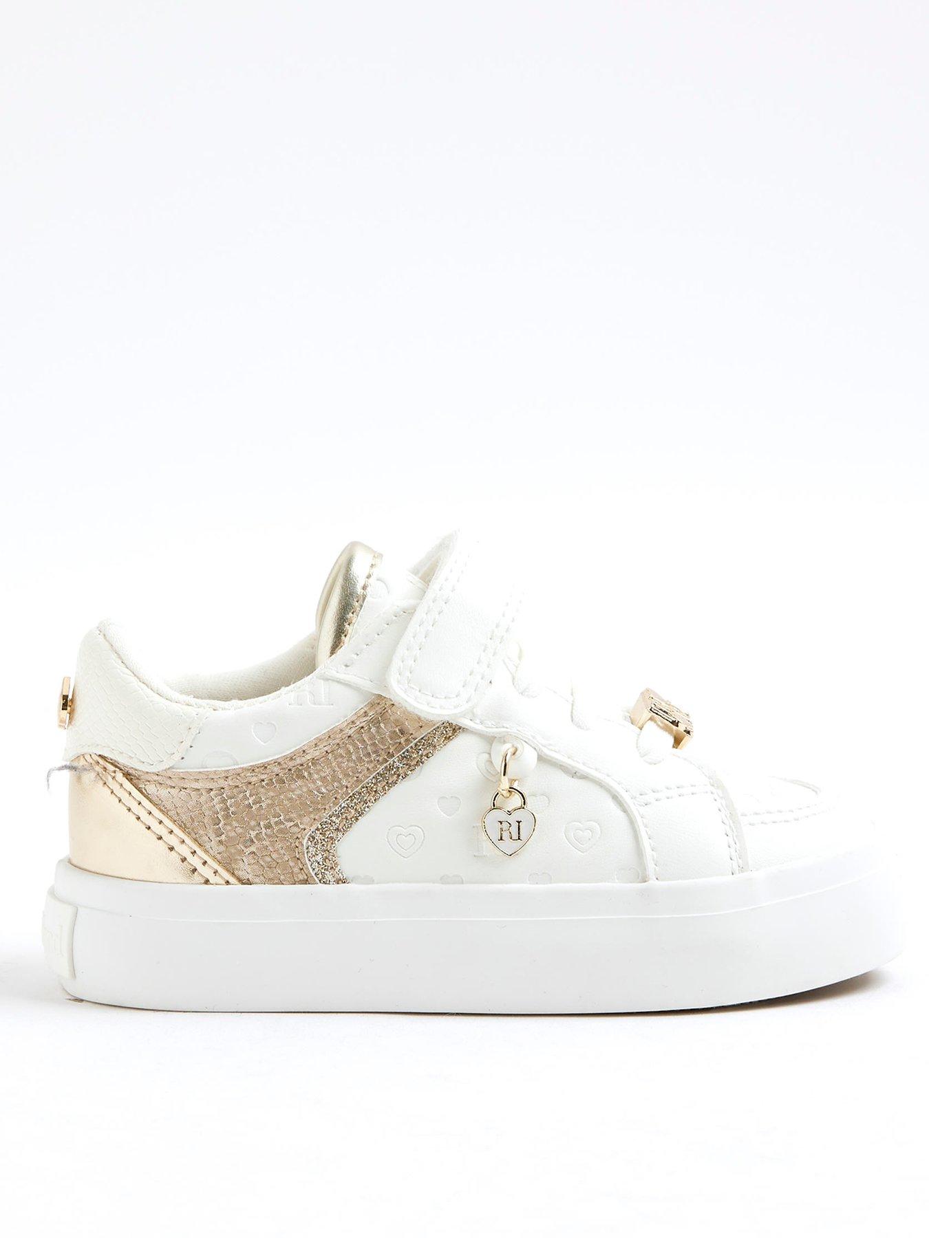 River Island Mini Girls Heart Embossed Trainers - White