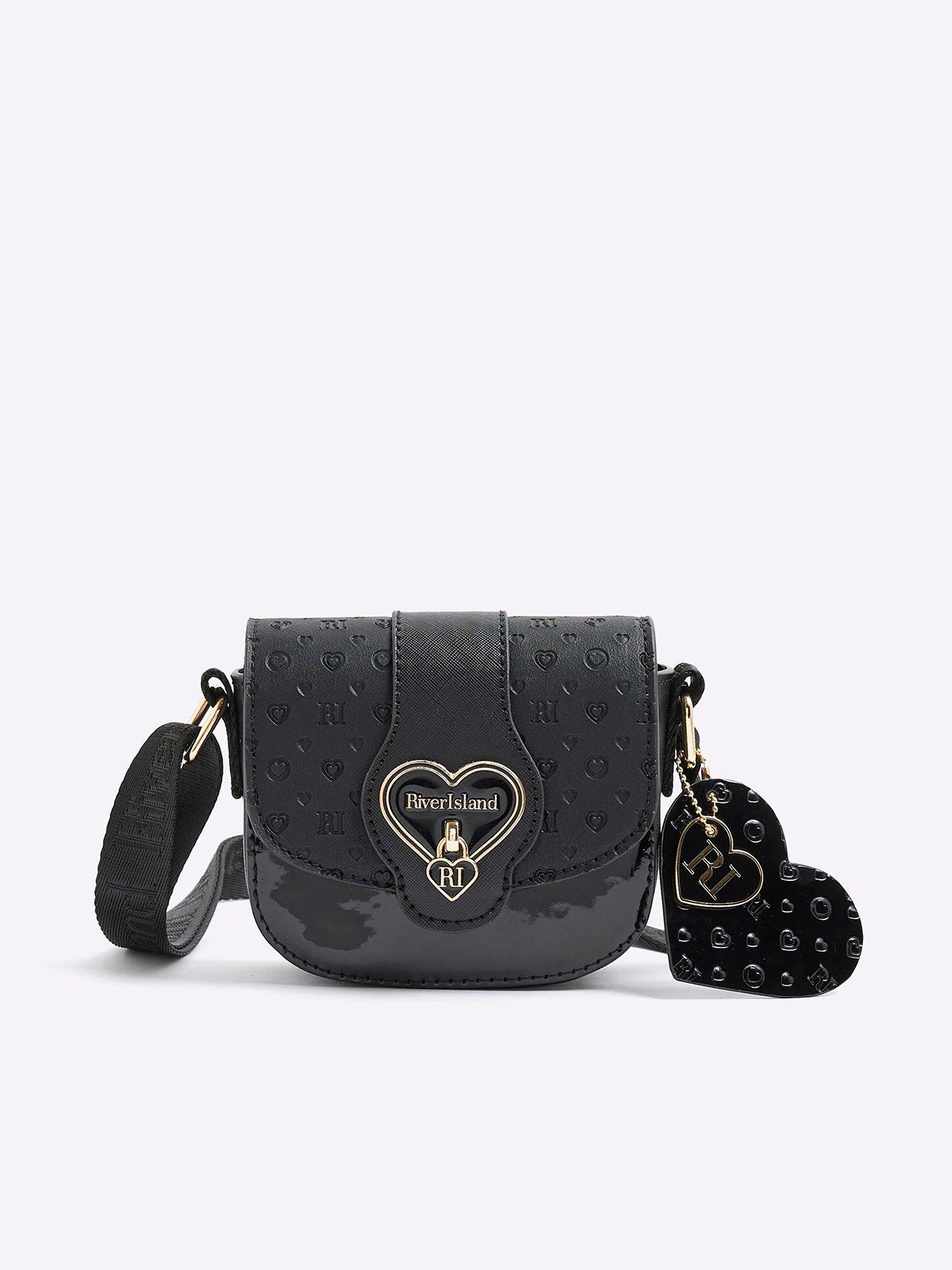 River Island Older Girls Monogram Heartlock Cross Body Bag - Black