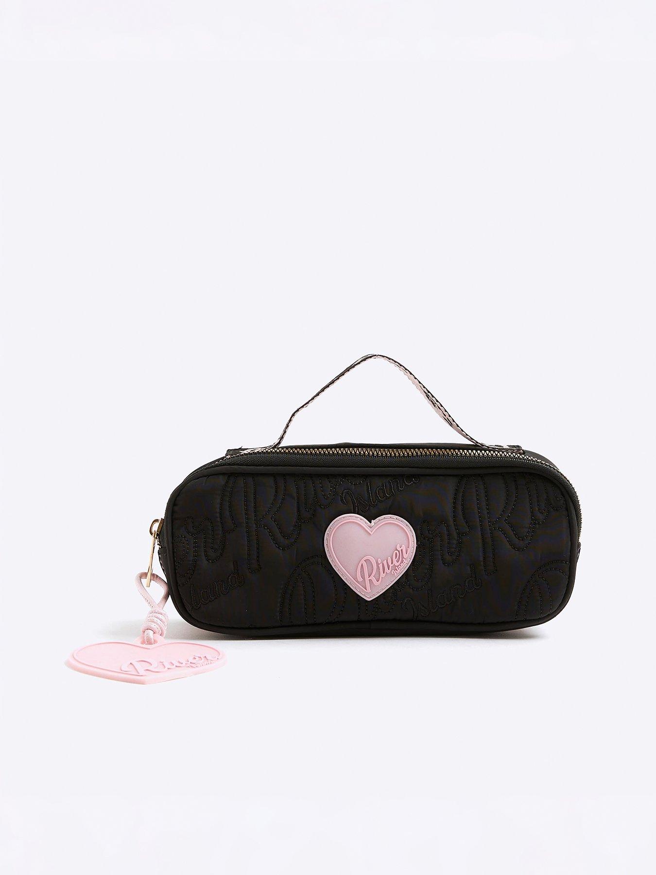 River Island Older Girls Nylon Script Pencil Case - Black