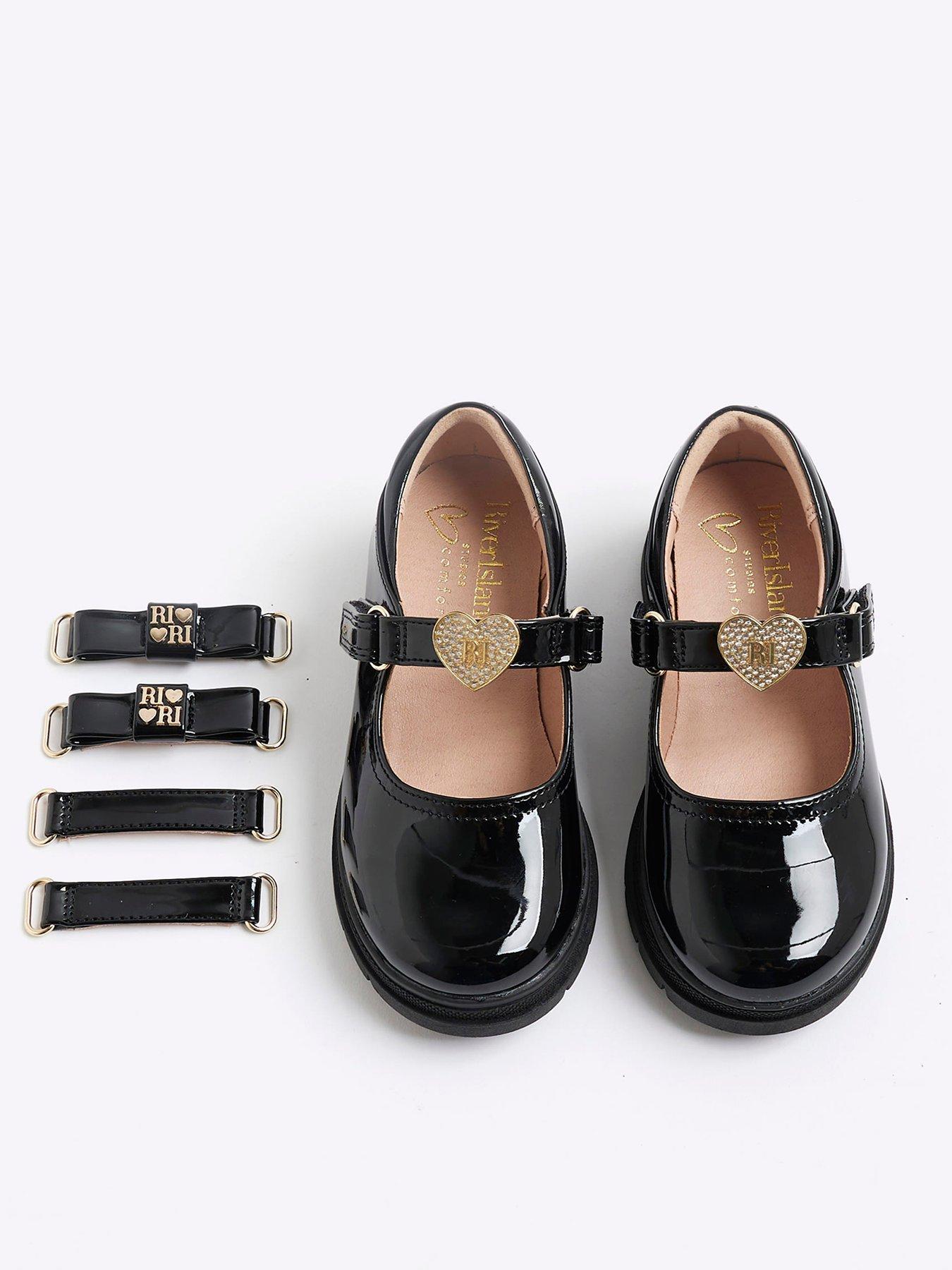 Image 1 of 5 of River Island Mini Girls Interchangeable Strap Shoes - Black