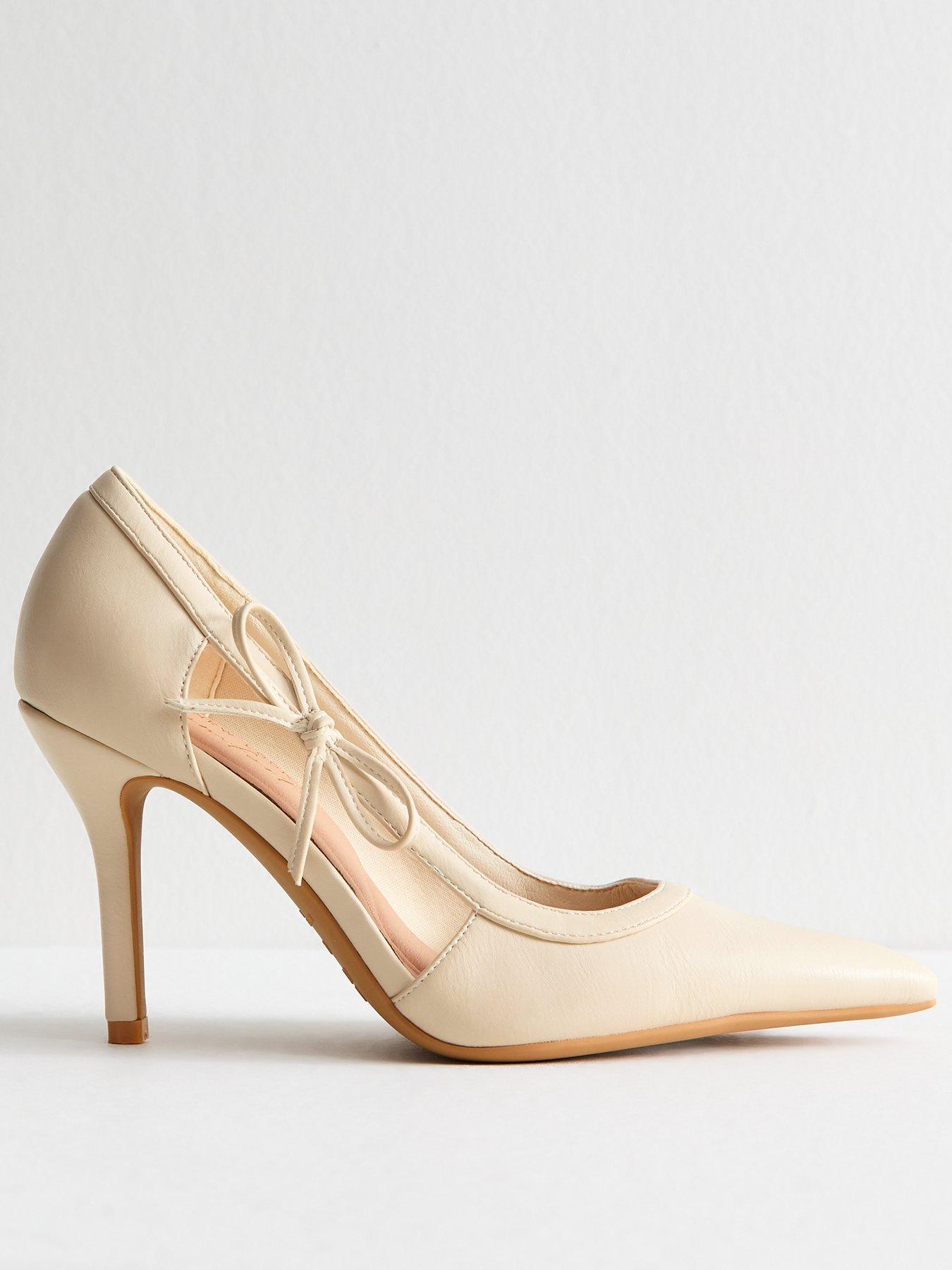 Image of New Look Off White Faux Leather Bow Cut Out Court Shoes