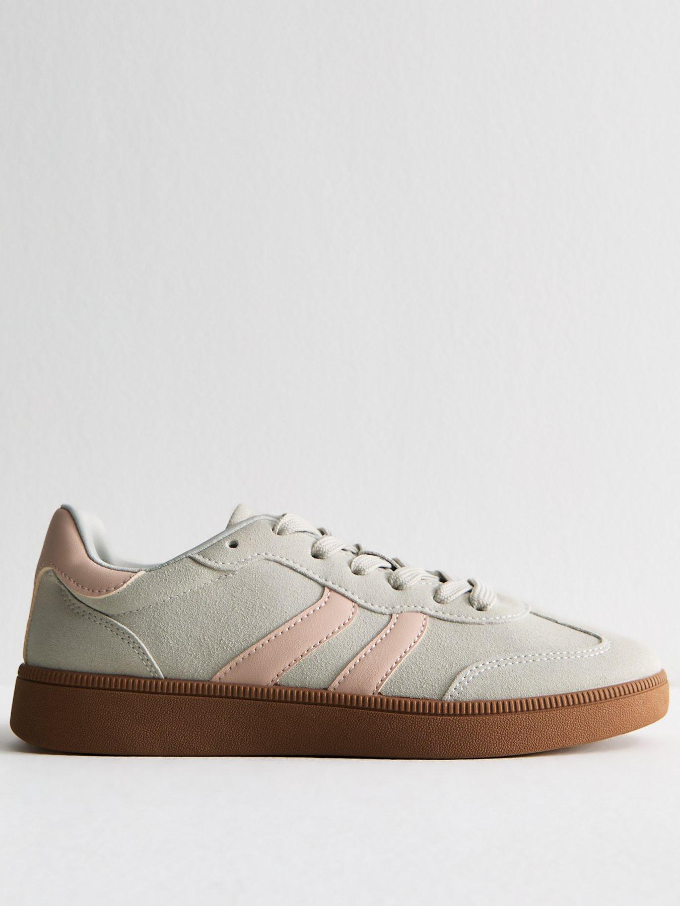 Image of New Look Grey Panelled Faux Suede Contrast Trim Trainers