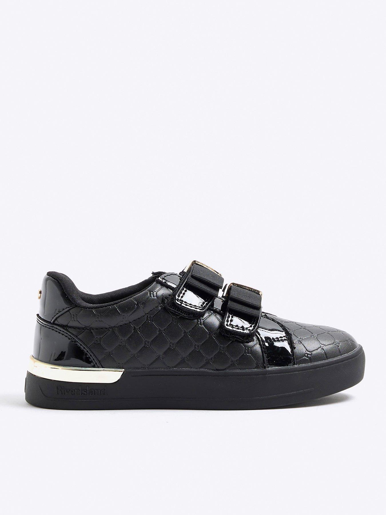 River Island Mini Girls Double Bow Plimsoll Shoes - Black