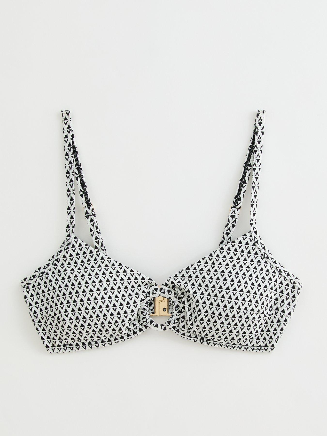 Image 6 of 6 of New Look Black Graphic Print Bikini Top