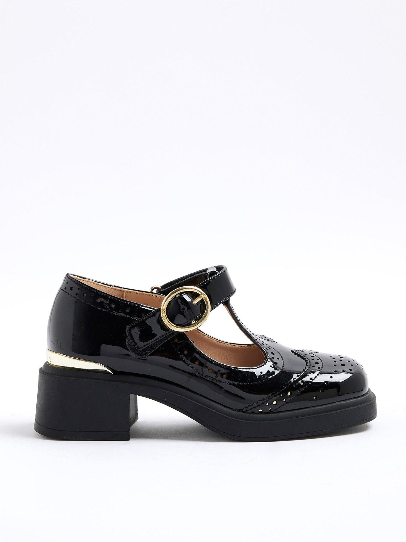 River Island Older Girls Heeled T-bar Mary Jane Shoes - Black
