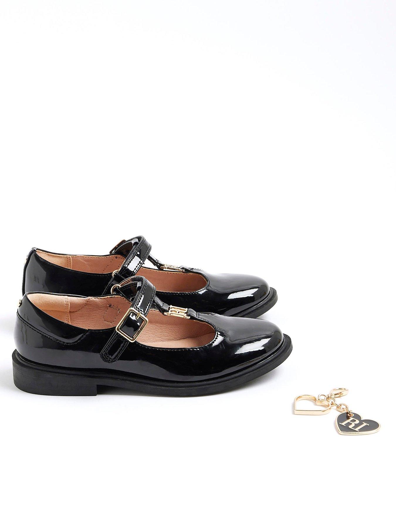 River Island Older Girls T-Bar Charm Ballet Pumps - Black