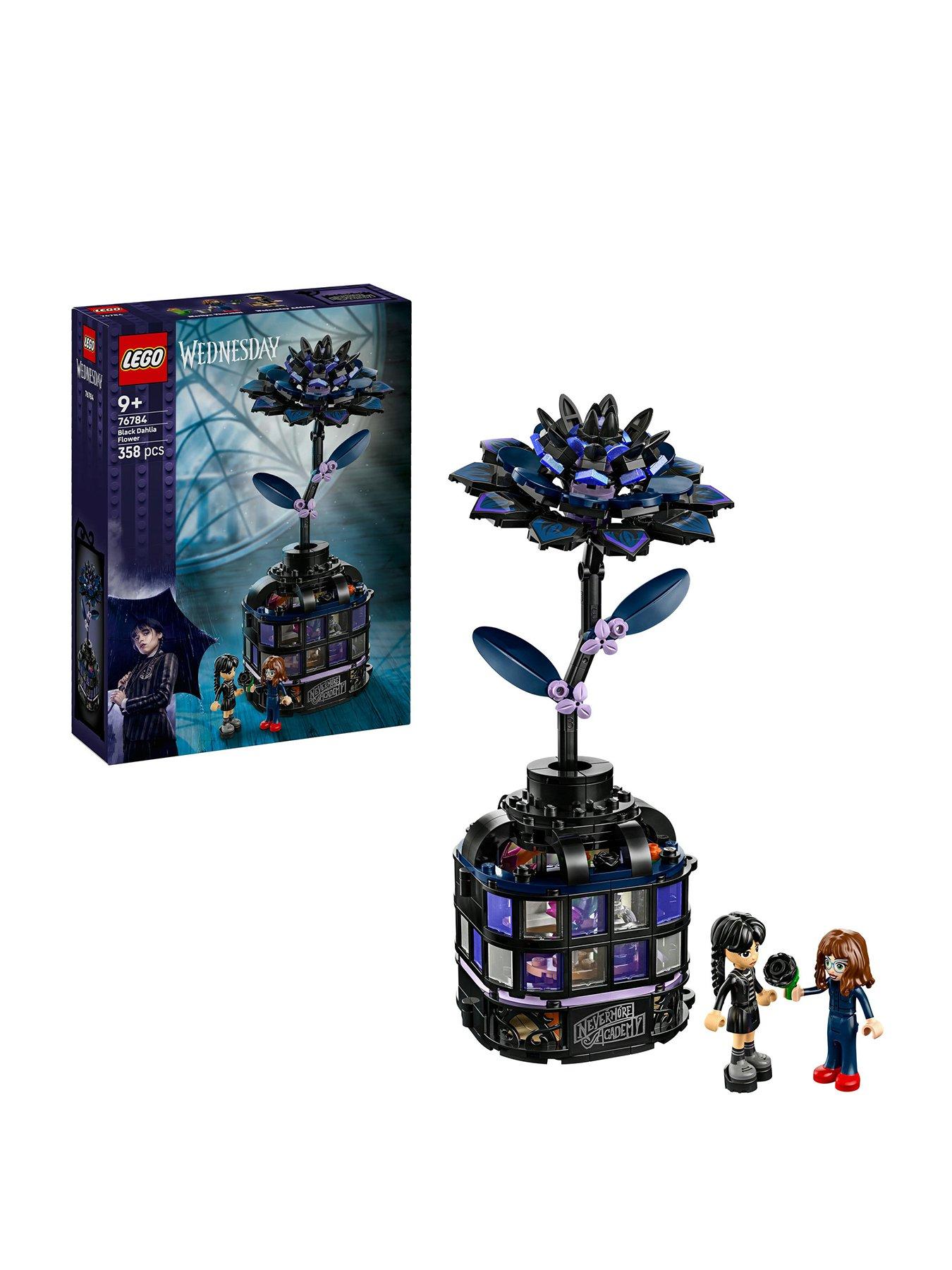LEGO Wednesday Wednesday Black Dahlia Flower Halloween Gift, Faux Plant Room Decor 76784