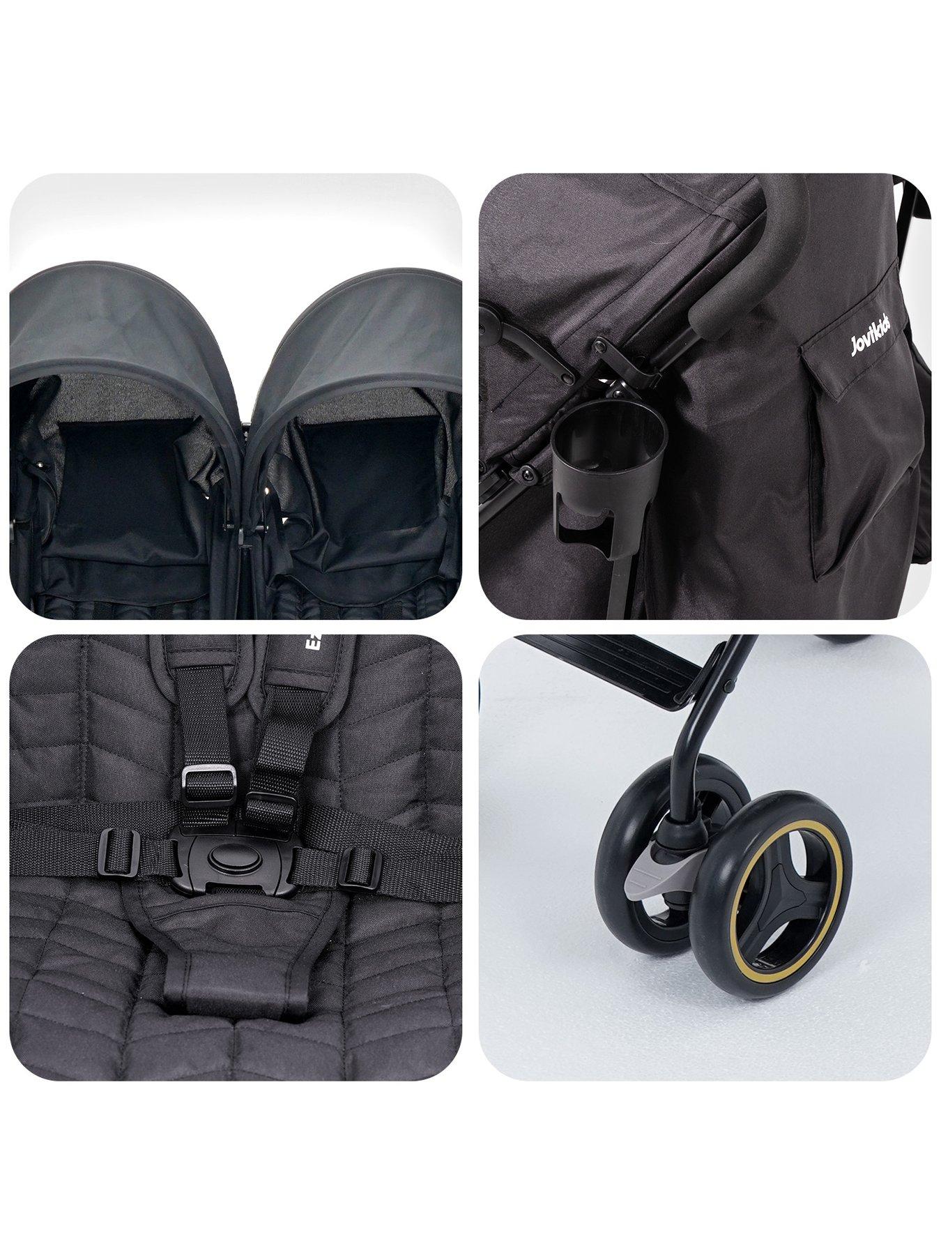 jovikids-ezra-twin-stroller-shadow-blackstillFront