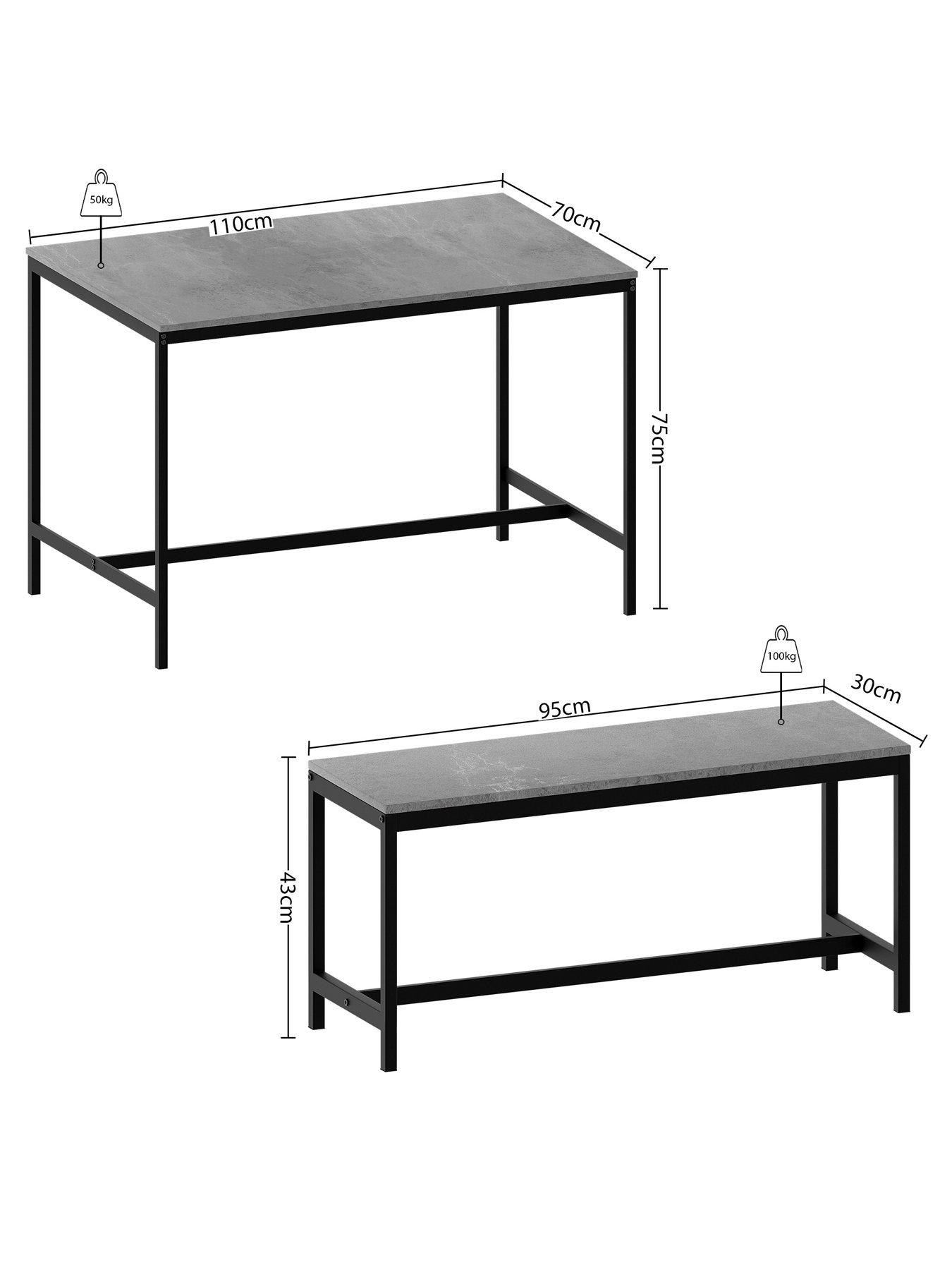 Image 5 of 6 of Vida Designs Roslyn 4 Seater Dining Table With Bench Set