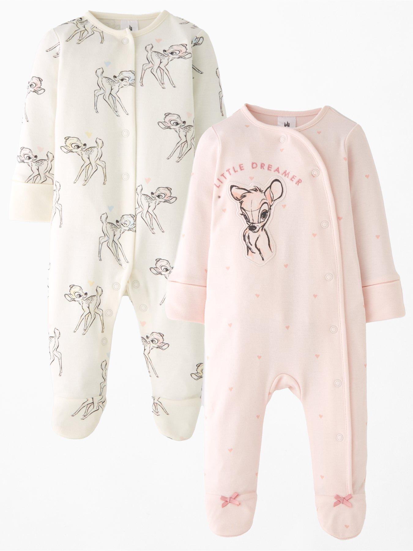 Bambi Disney Bambi 2 Pack Sleepsuit - Pink