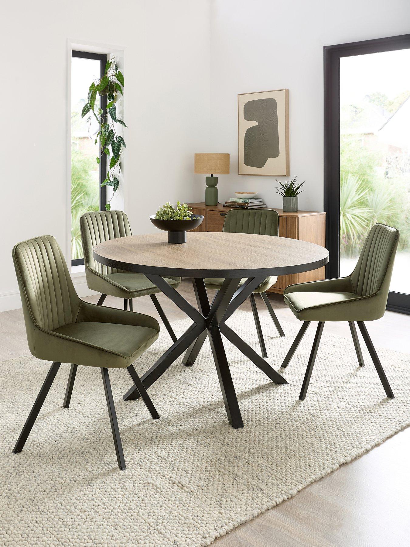 Image 1 of 7 of The Very Collection Oslo 120cm Round Dining Table &amp; 4 Marlow Chairs - FSC&reg; Certified