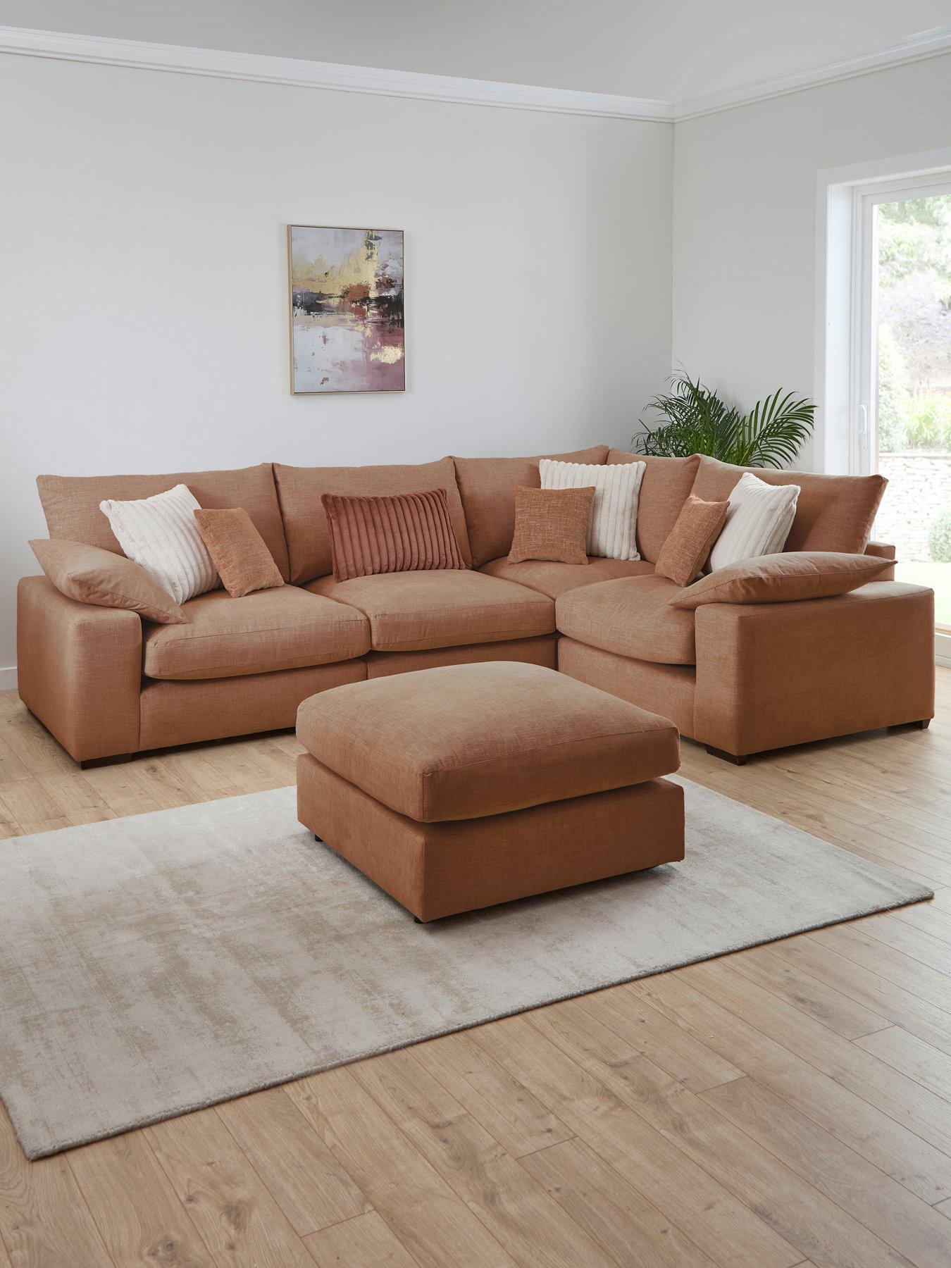 The Very Collection Aston Reversible Double Arm Modular Corner Group Sofa with Footstool - Made to Order in the UK