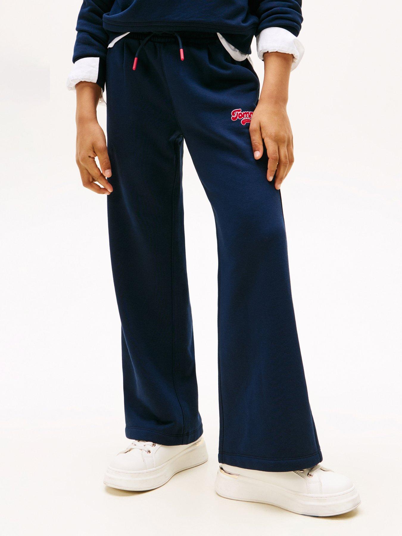 Tommy Hilfiger Girls Wide Leg Varsity Flock Sweat Pants - Night Navy