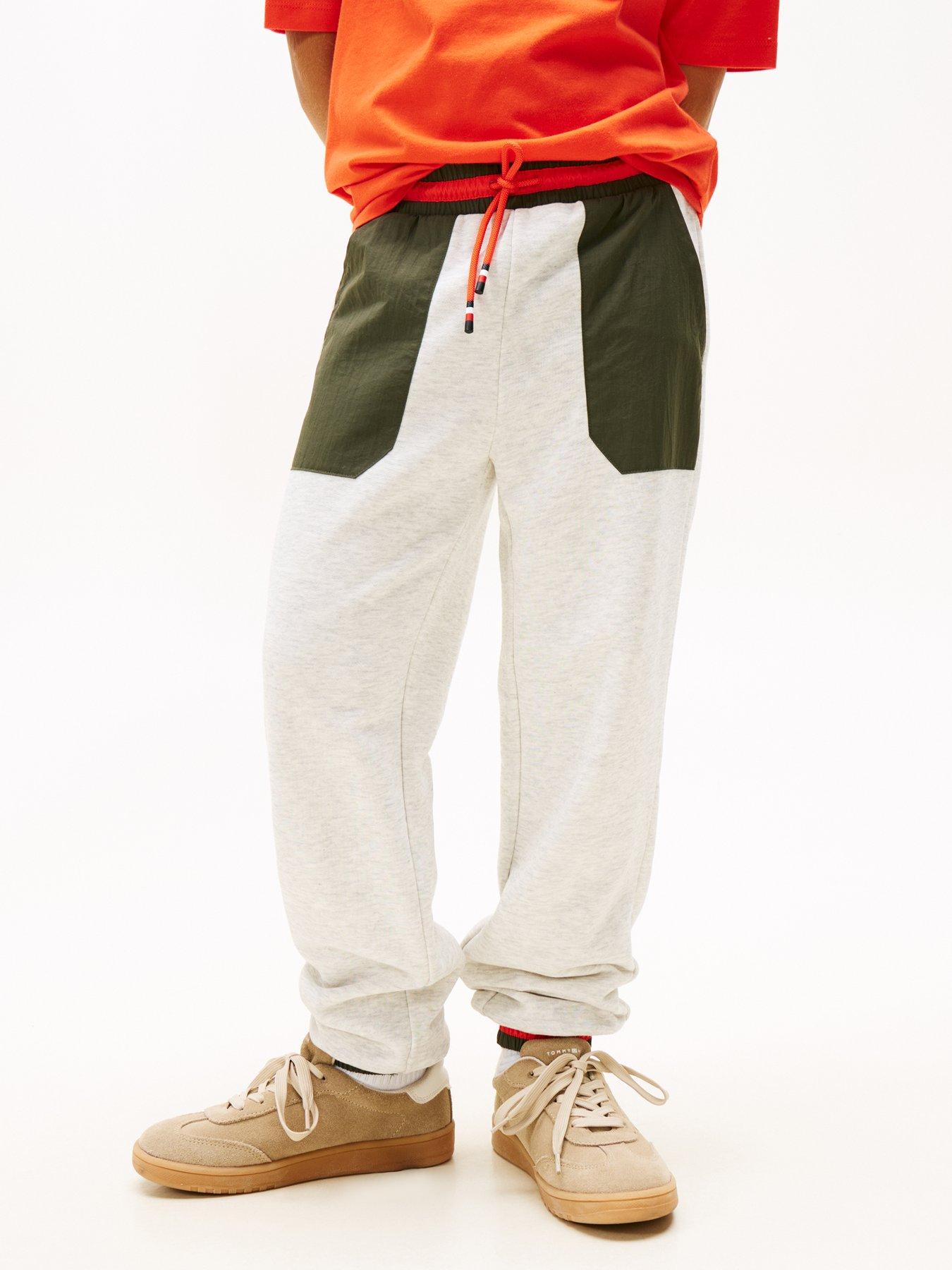 Tommy Hilfiger Boys Fabric Mix Colourblock Sweatpants - Light Grey