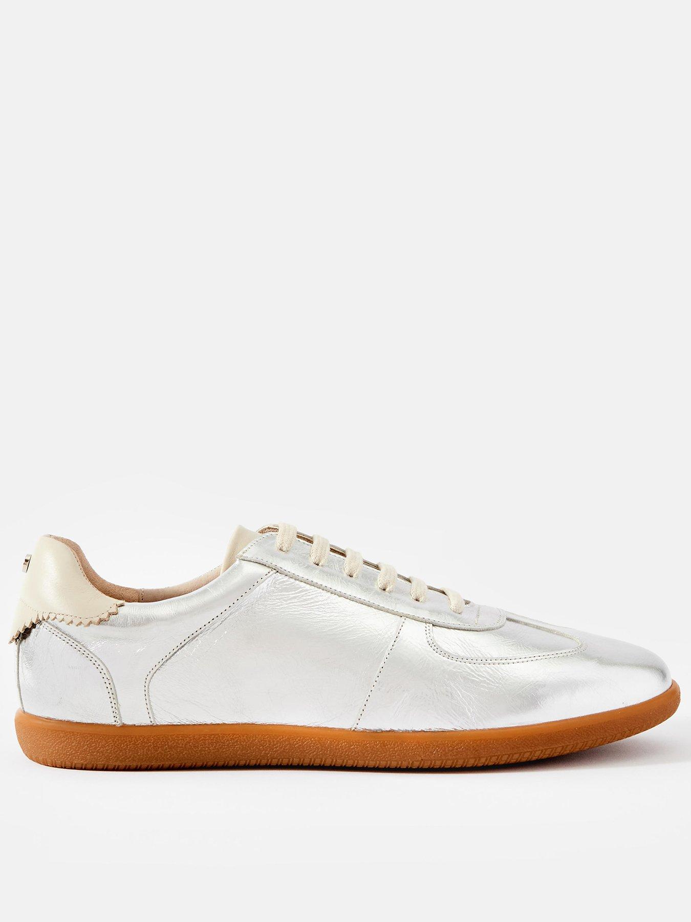 Image 1 of 5 of Mint Velvet Mia Lace Up Trainer - Silver