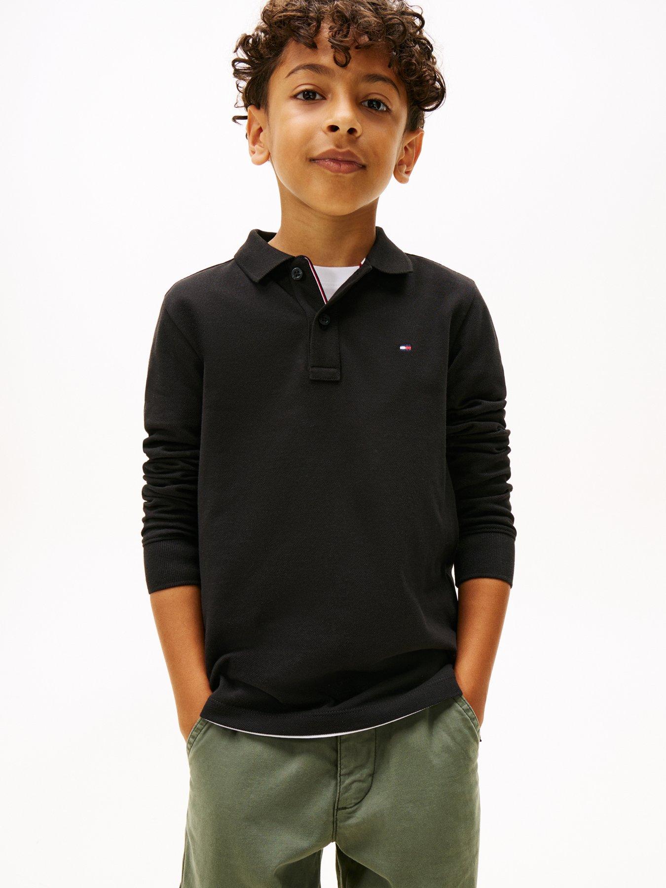 Tommy Hilfiger Boys Long Sleeve Polo Shirt - Black