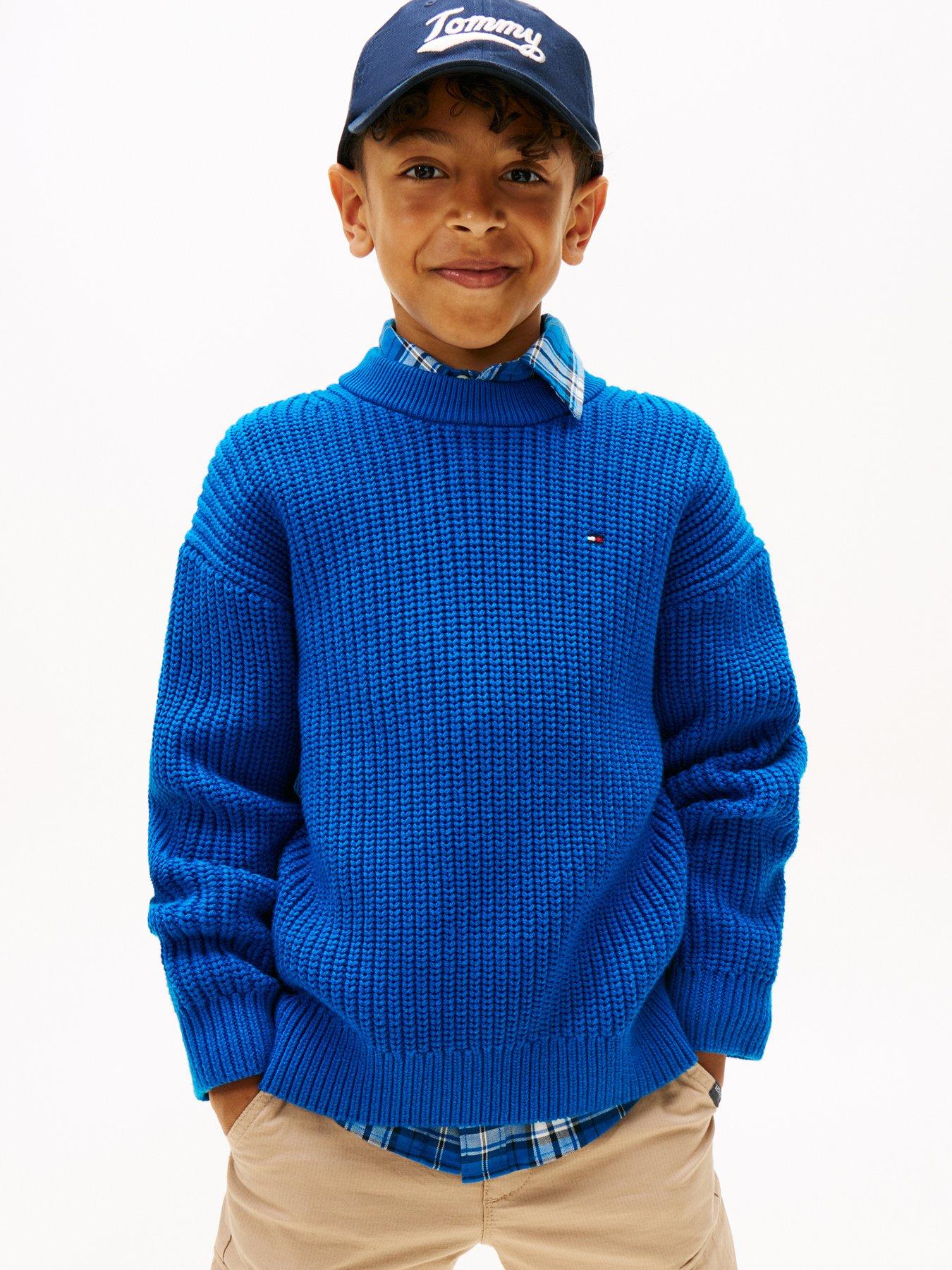 Image 1 of 5 of Tommy Hilfiger Boys Crew Neck Sweater - Blue