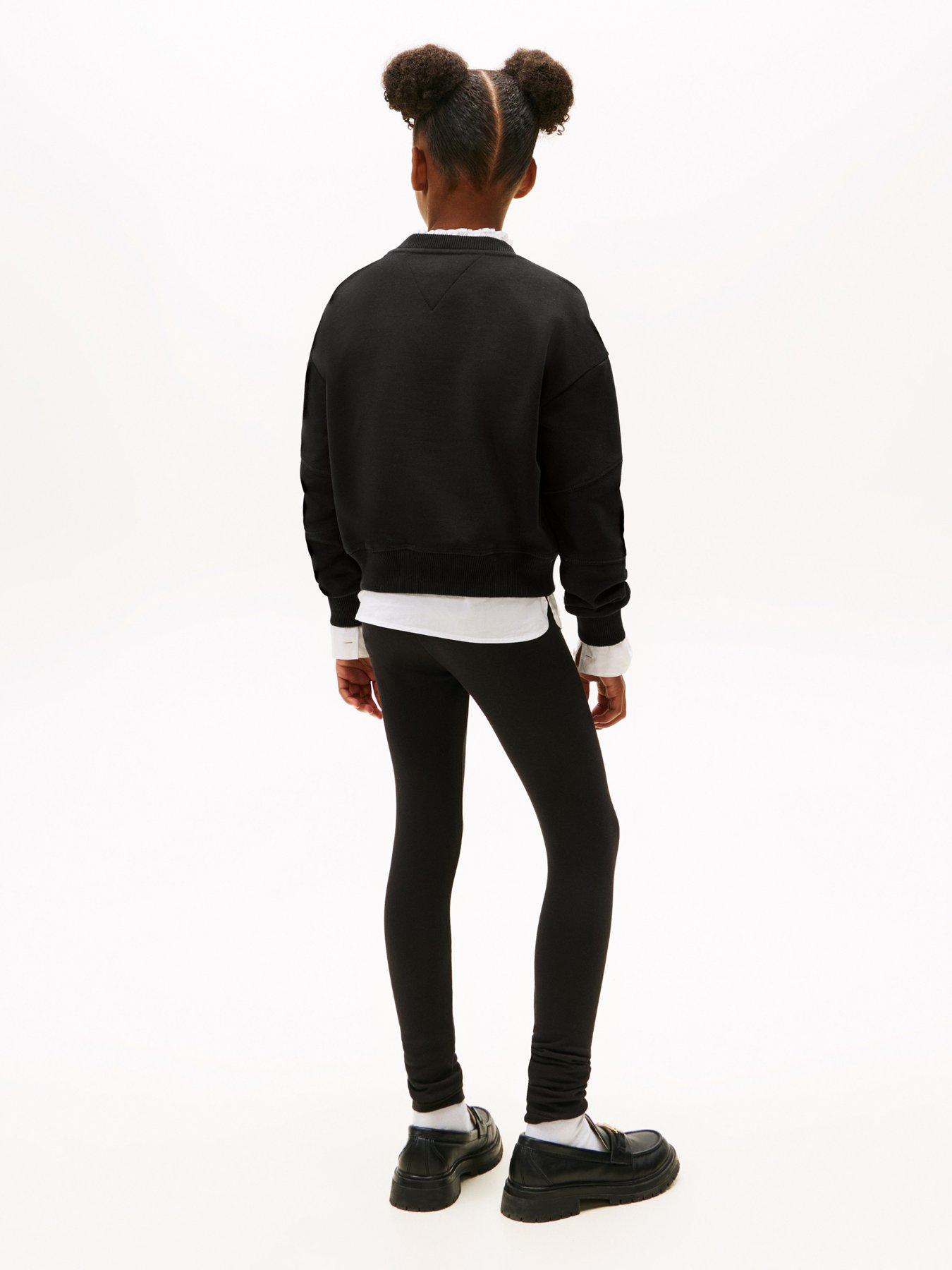 Image 2 of 6 of Tommy Hilfiger Girls Mini Corp Sweat And Leggings Set - Black