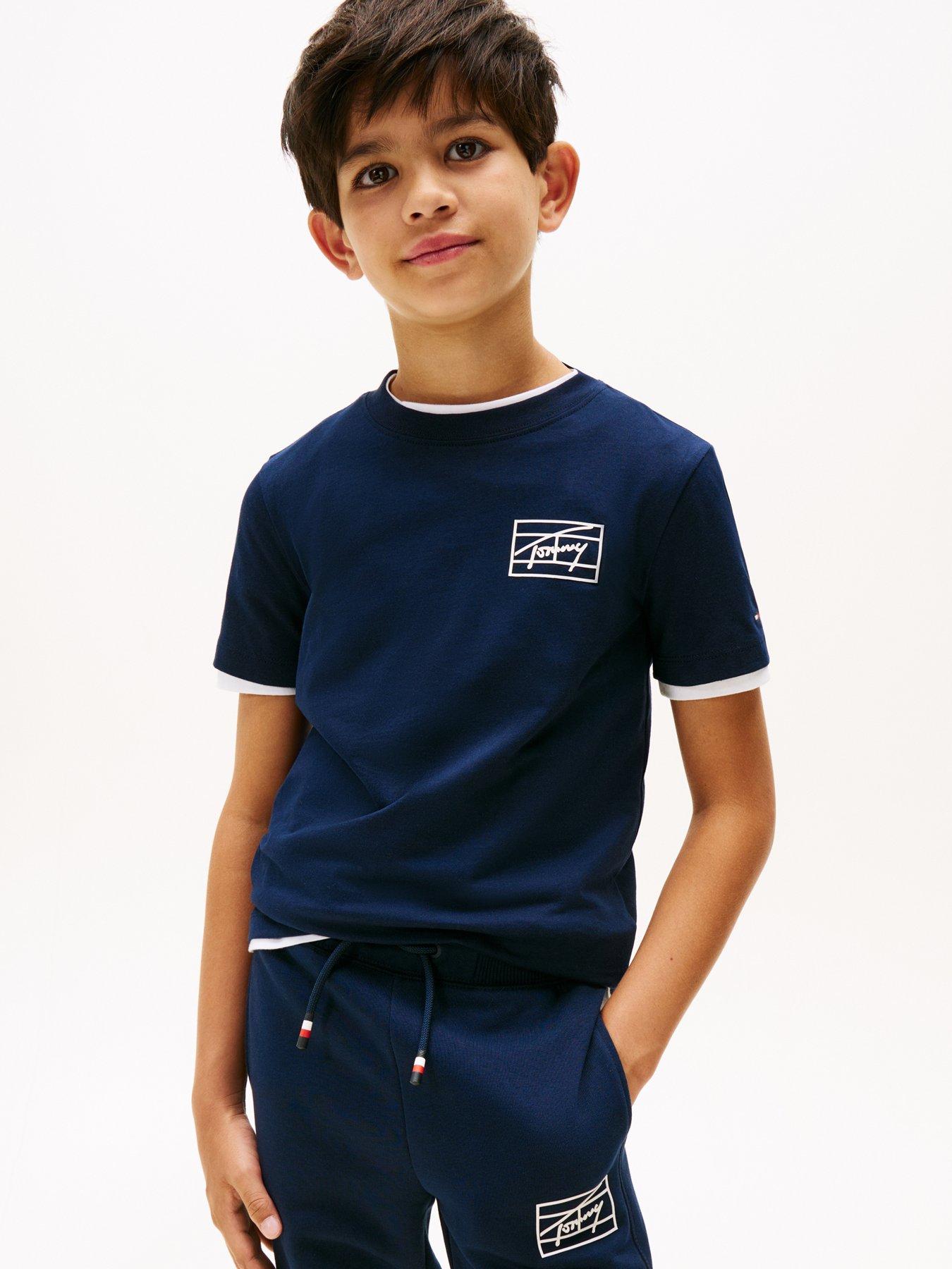 Tommy Hilfiger Boys Varsity Print Short Sleeve T-Shirt - Night Navy