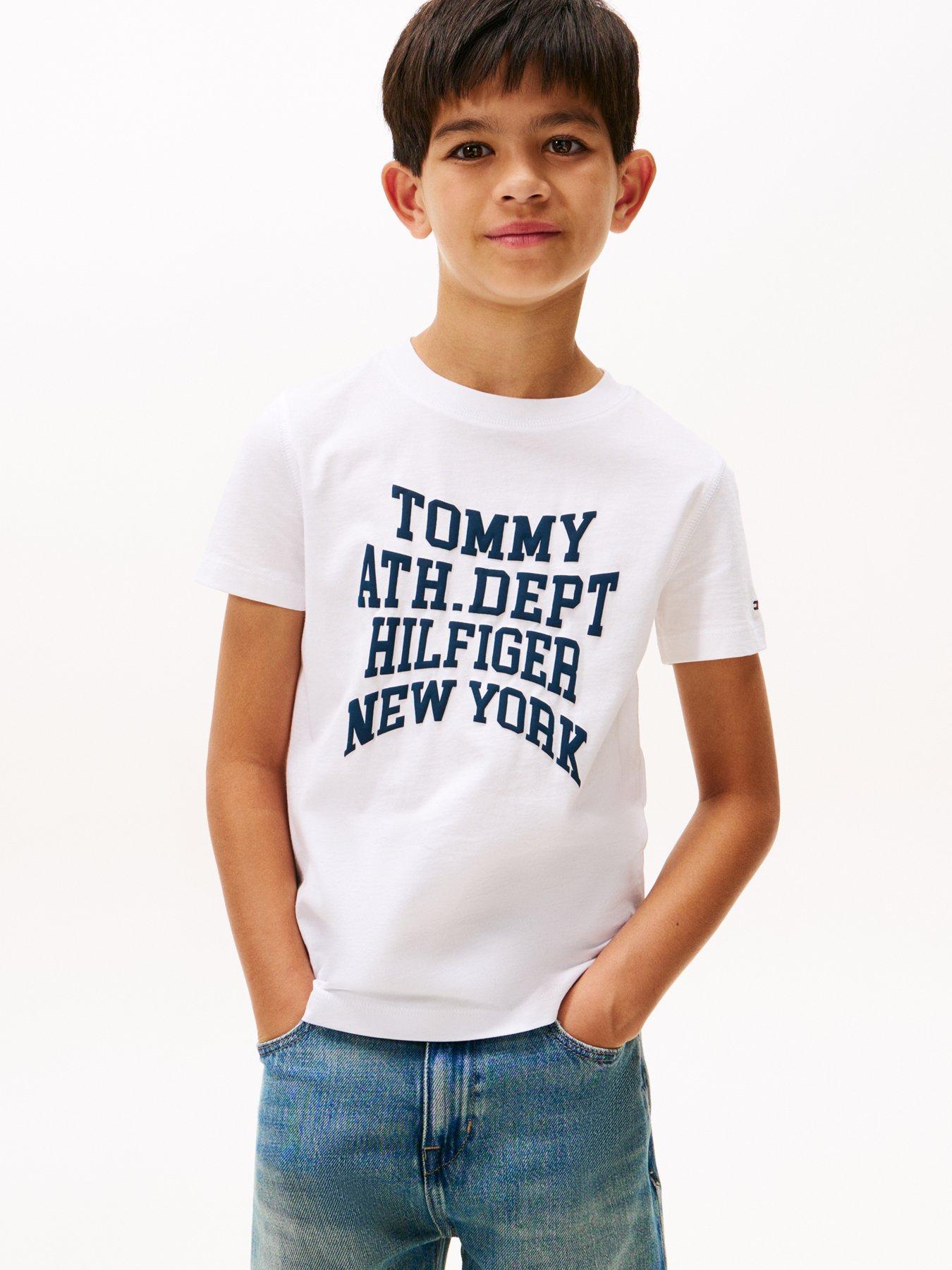Tommy Hilfiger Boys Athletic Varsity Print Short Sleeve T-Shirt - White