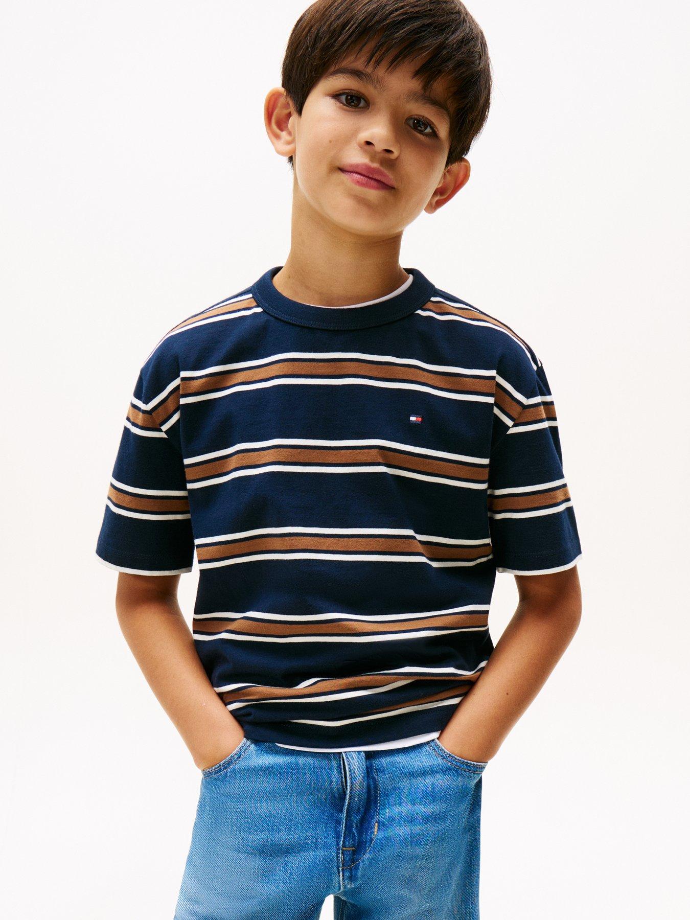 Tommy Hilfiger Boys Cotton Stripe Short Sleeve T-Shirt - Stripe