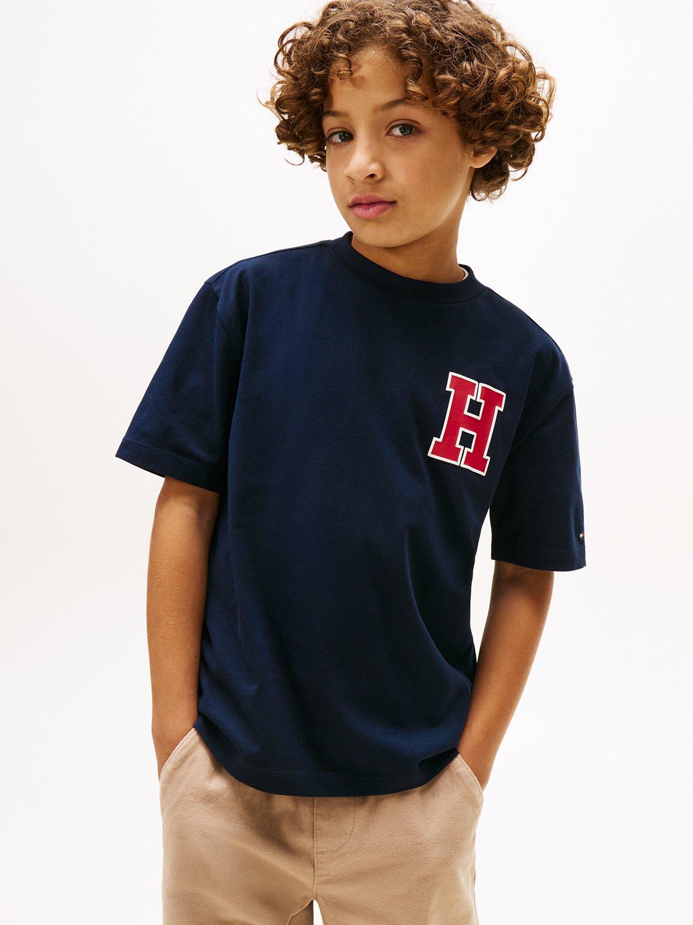 Tommy Hilfiger Boys Varsity Front Back Print Short Sleeve T-Shirt - Night Navy