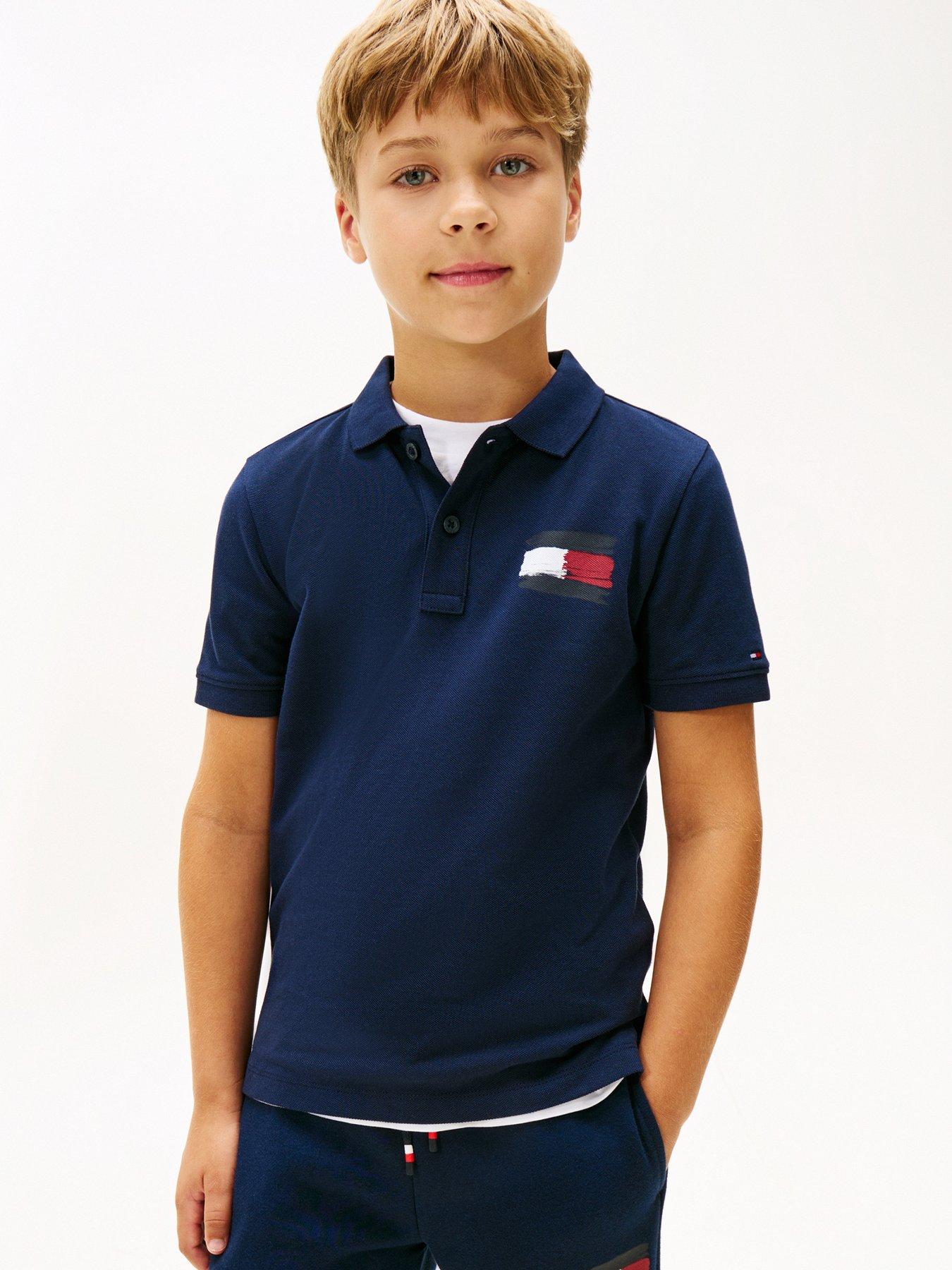 Tommy Hilfiger Boys Flag Short Sleeve Polo Shirt - Dark Navy