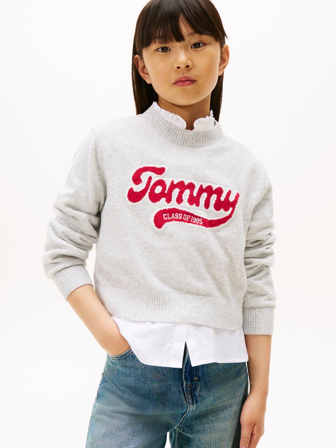 Tommy Hilfiger Girls Logo Sweater - Heather