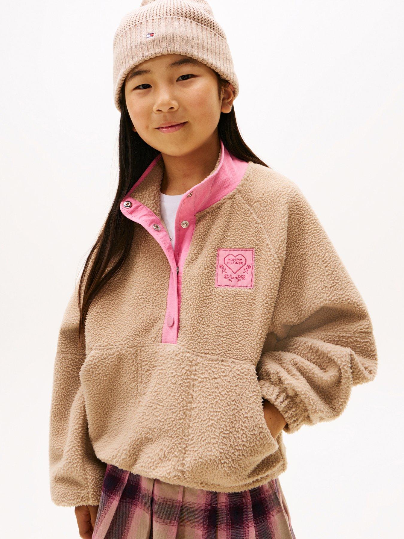 Tommy Hilfiger Girls Polar Fleece Half Snap - Beige