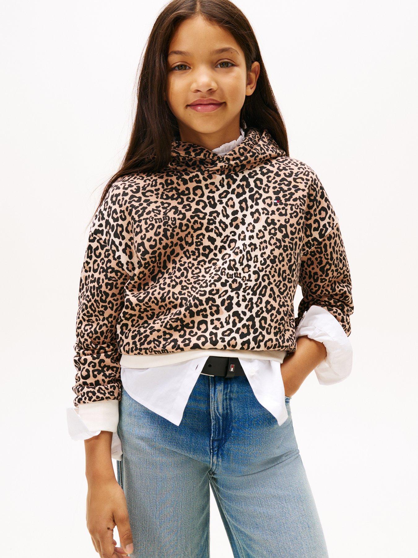 Tommy Hilfiger Girls Leopard Hoodie - Leopard Print