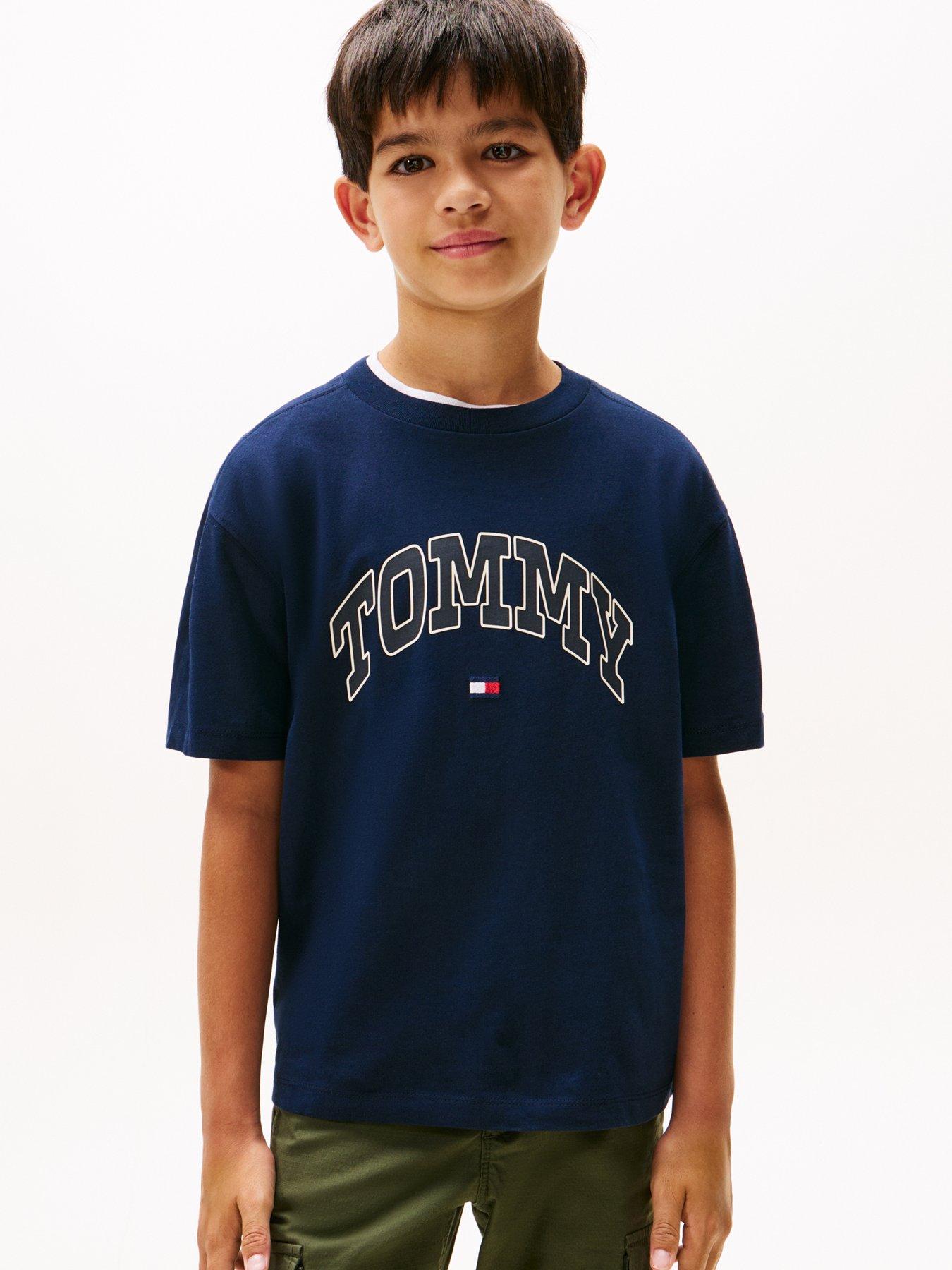 Tommy Hilfiger Boys Varsity Raised Print Short Sleeve T-Shirt - Night Navy