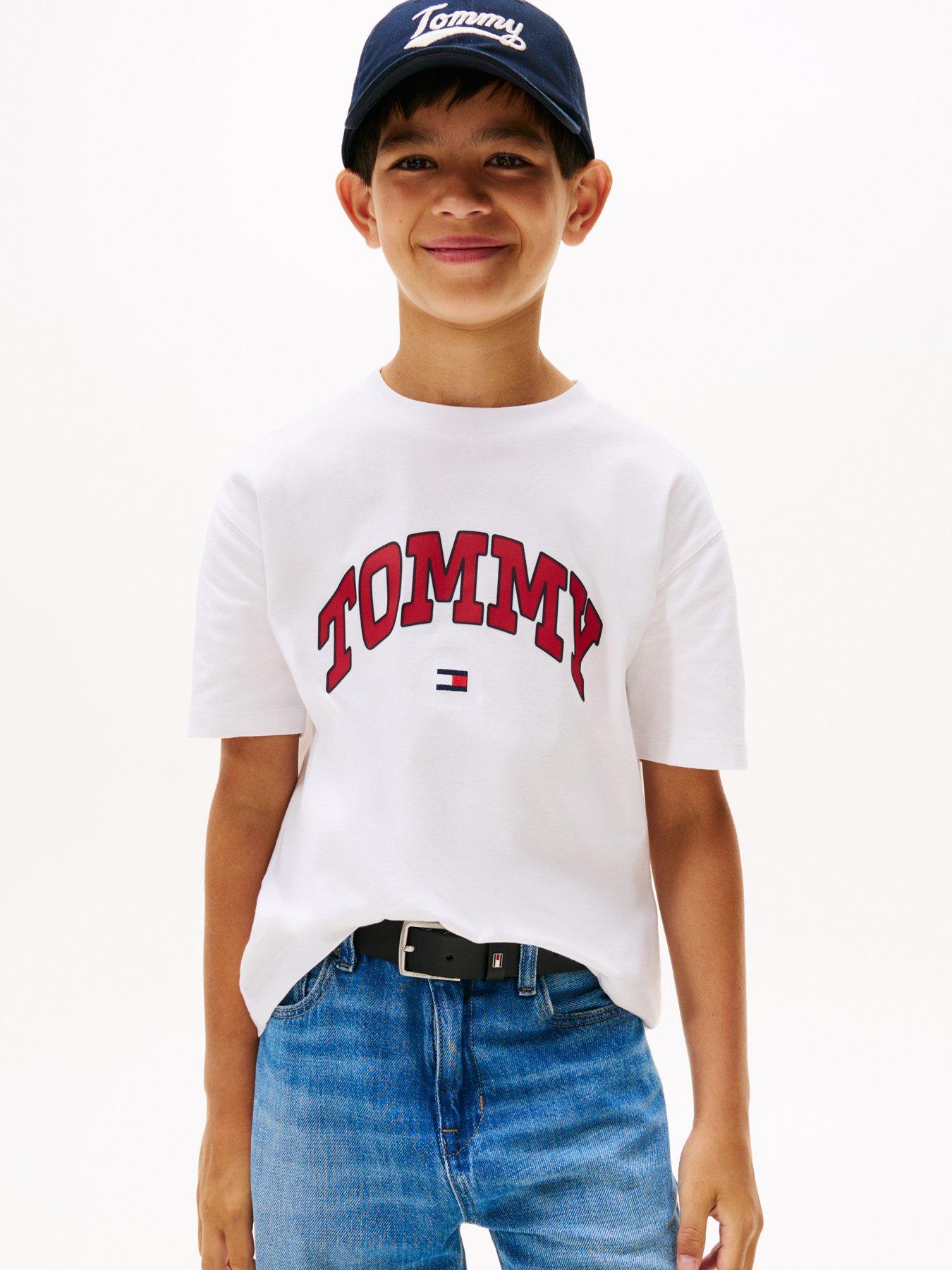 Tommy Hilfiger Boys Varsity Raised Print Short Sleeve T-Shirt - White