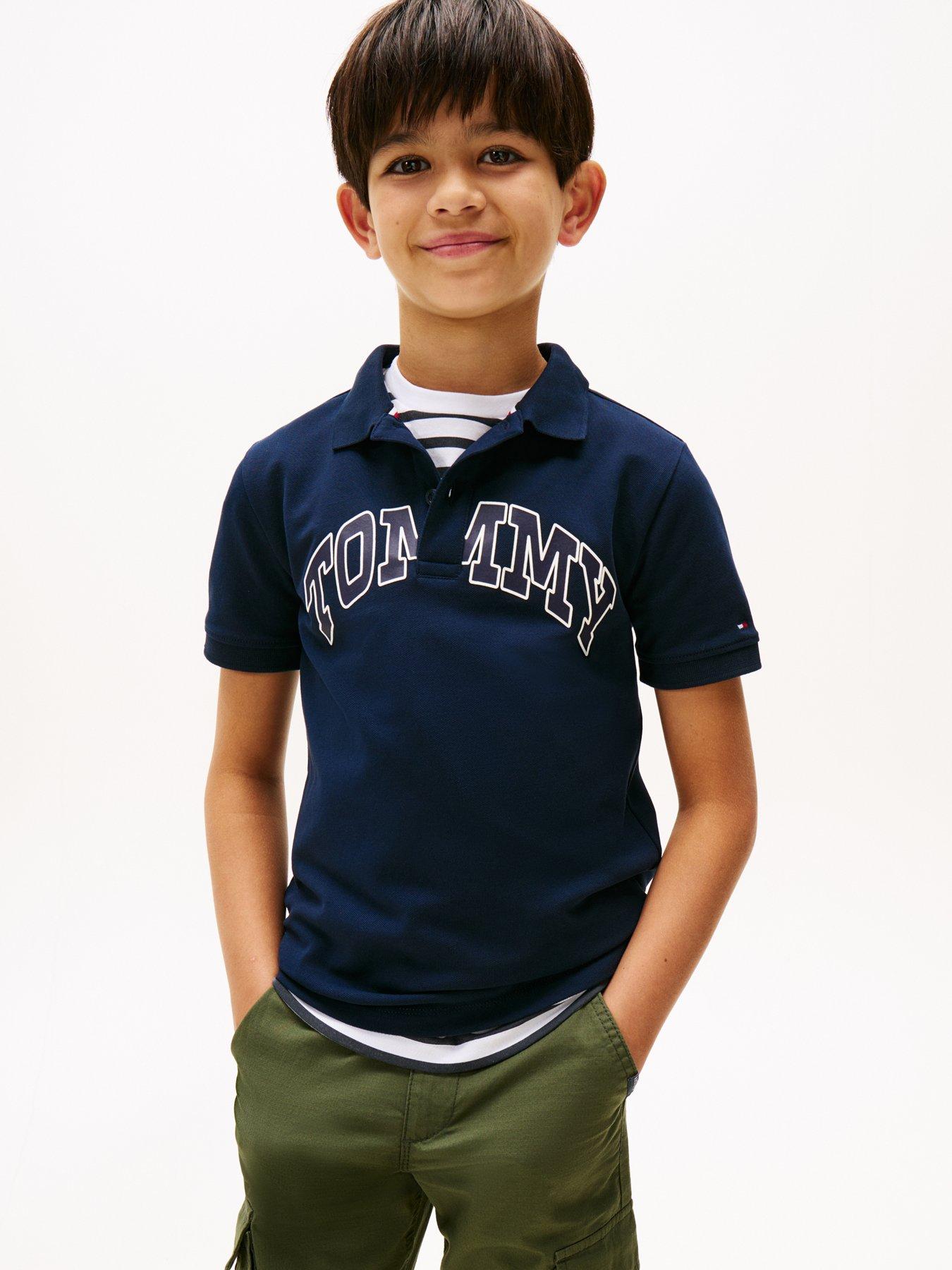 Image 1 of 2 of Tommy Hilfiger Boys Graphic Short Sleeve Polo Shirt - Night Navy