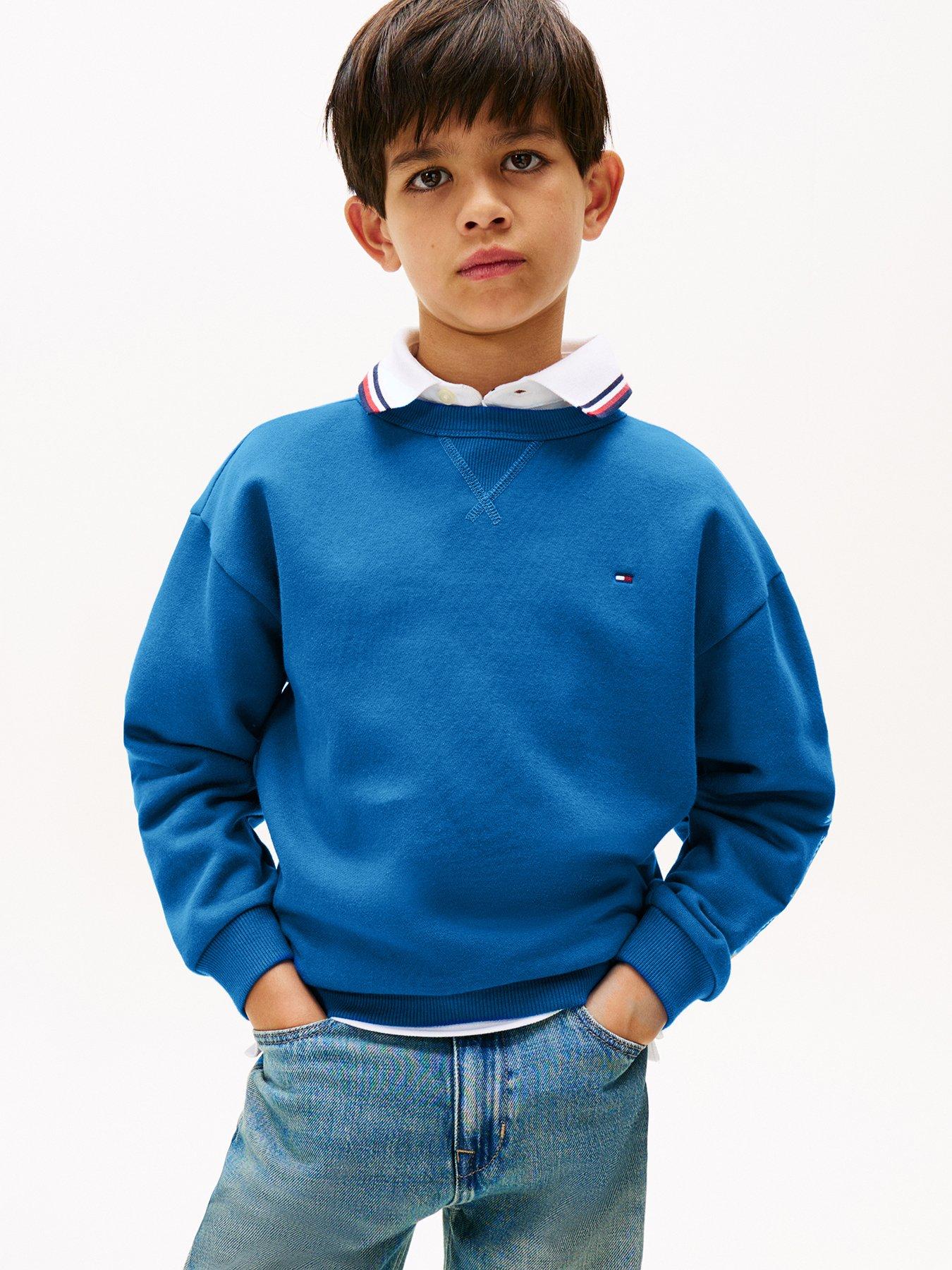Tommy Hilfiger Boys Crest Embroidered Logo Sweatshirt - Vibrant Indigo