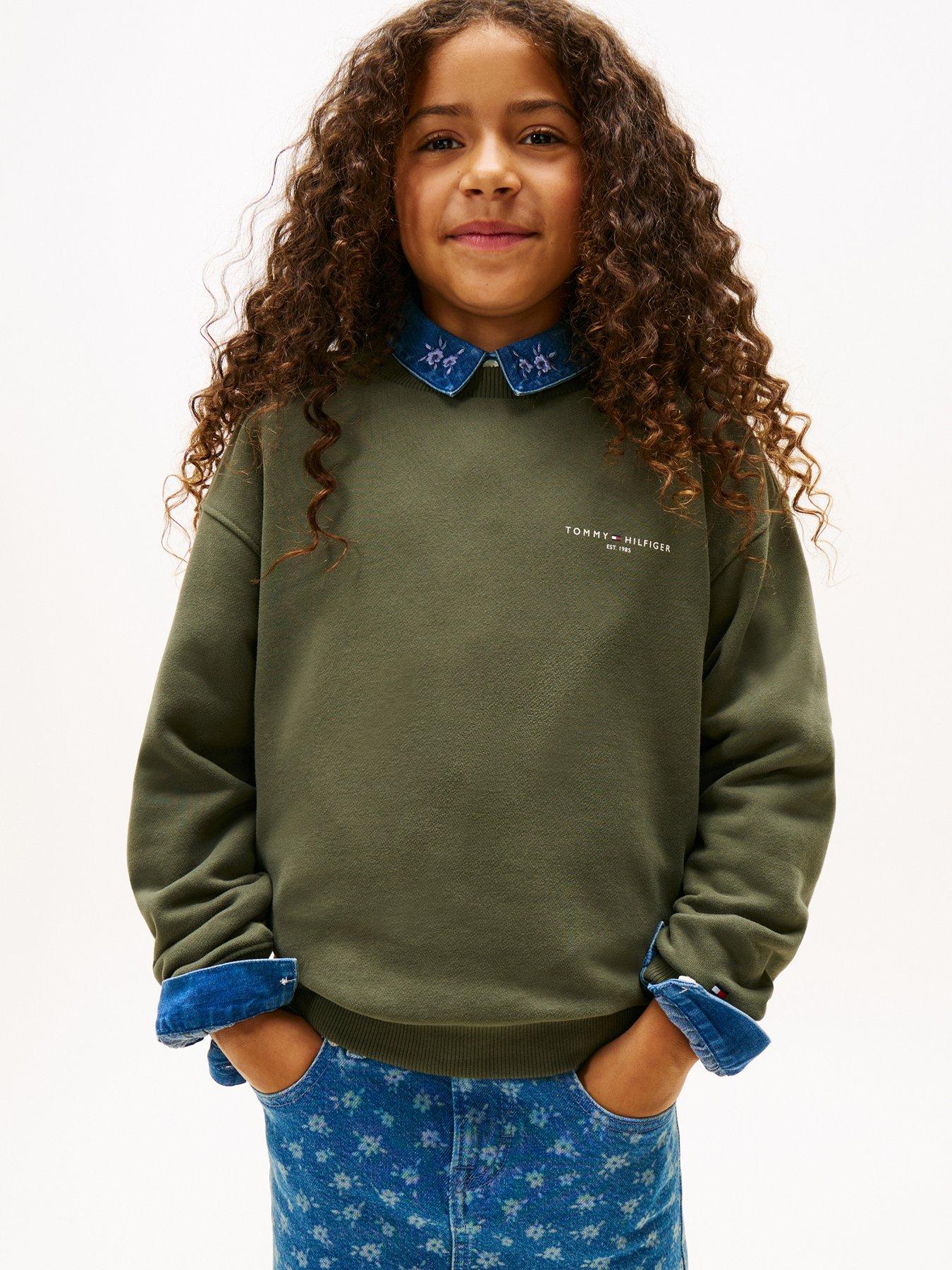 tommy-hilfiger-kids-mini-corp-crew-neck-sweatshirt-khaki