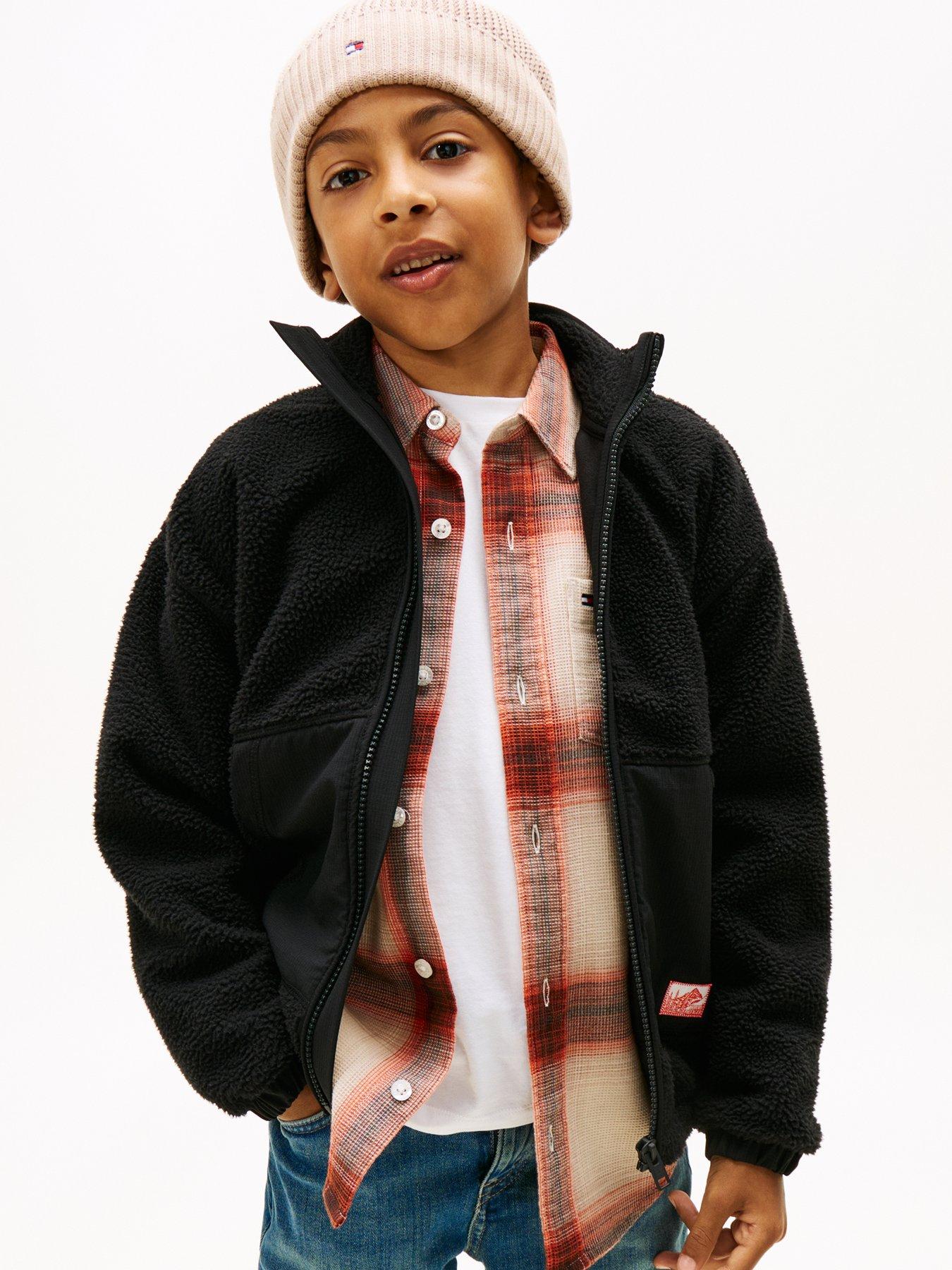 Tommy Hilfiger Boys Fabric Mix Fleece Zip Through - Black