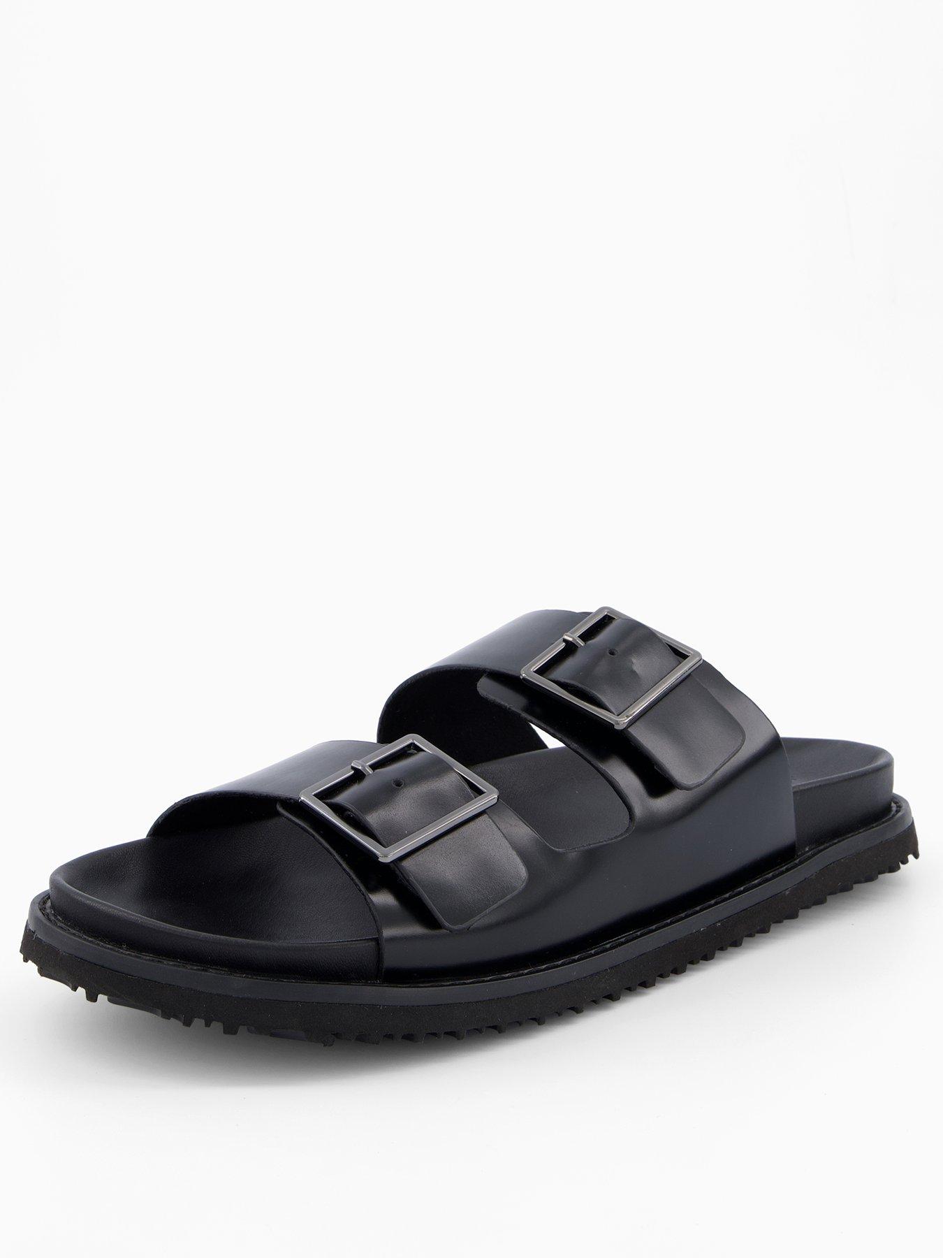 Image 1 of 6 of Jack & Jones Moralli Leather Sandal - Black