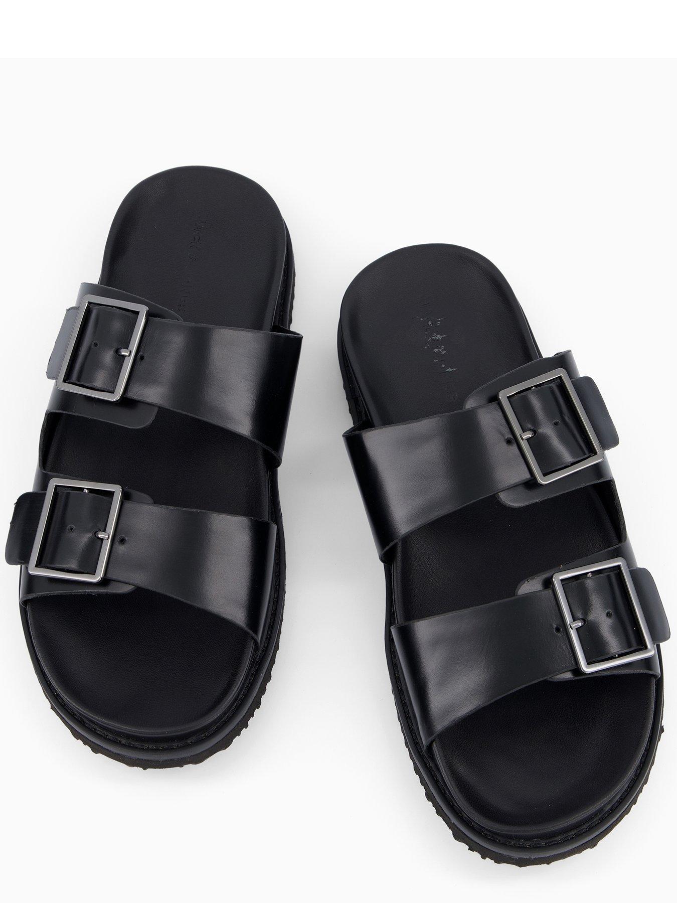 Image 3 of 6 of Jack & Jones Moralli Leather Sandal - Black