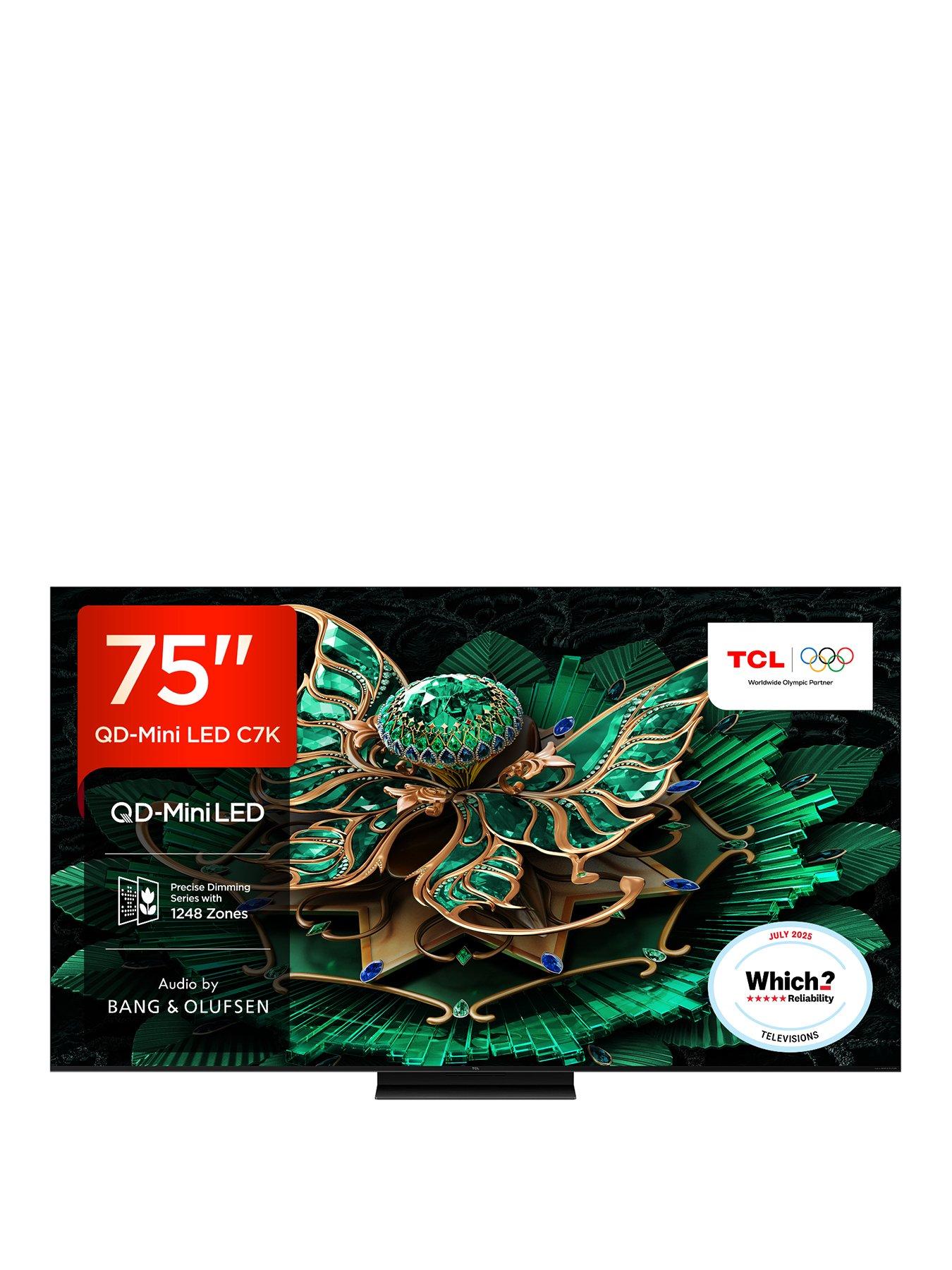 TCL 75C7K-UK, 75-inch C7K Premium QD-Mini LED 4K Ultra HD 144Hz - Audio by Bang and Olufsen, Smart Google TV