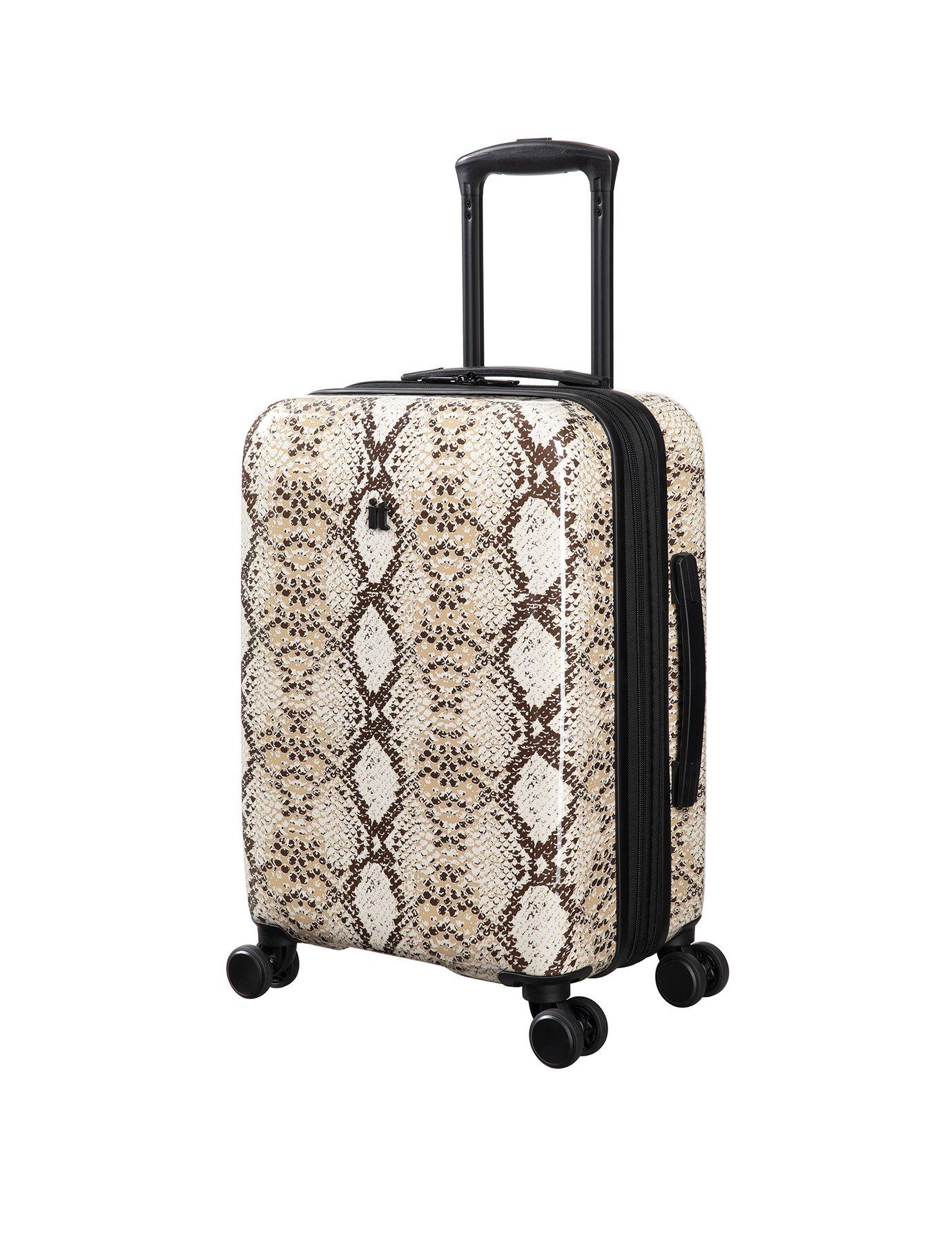 it Luggage Sheen Python Snake Skin Print Beige Hardshell Cabin Suitcase