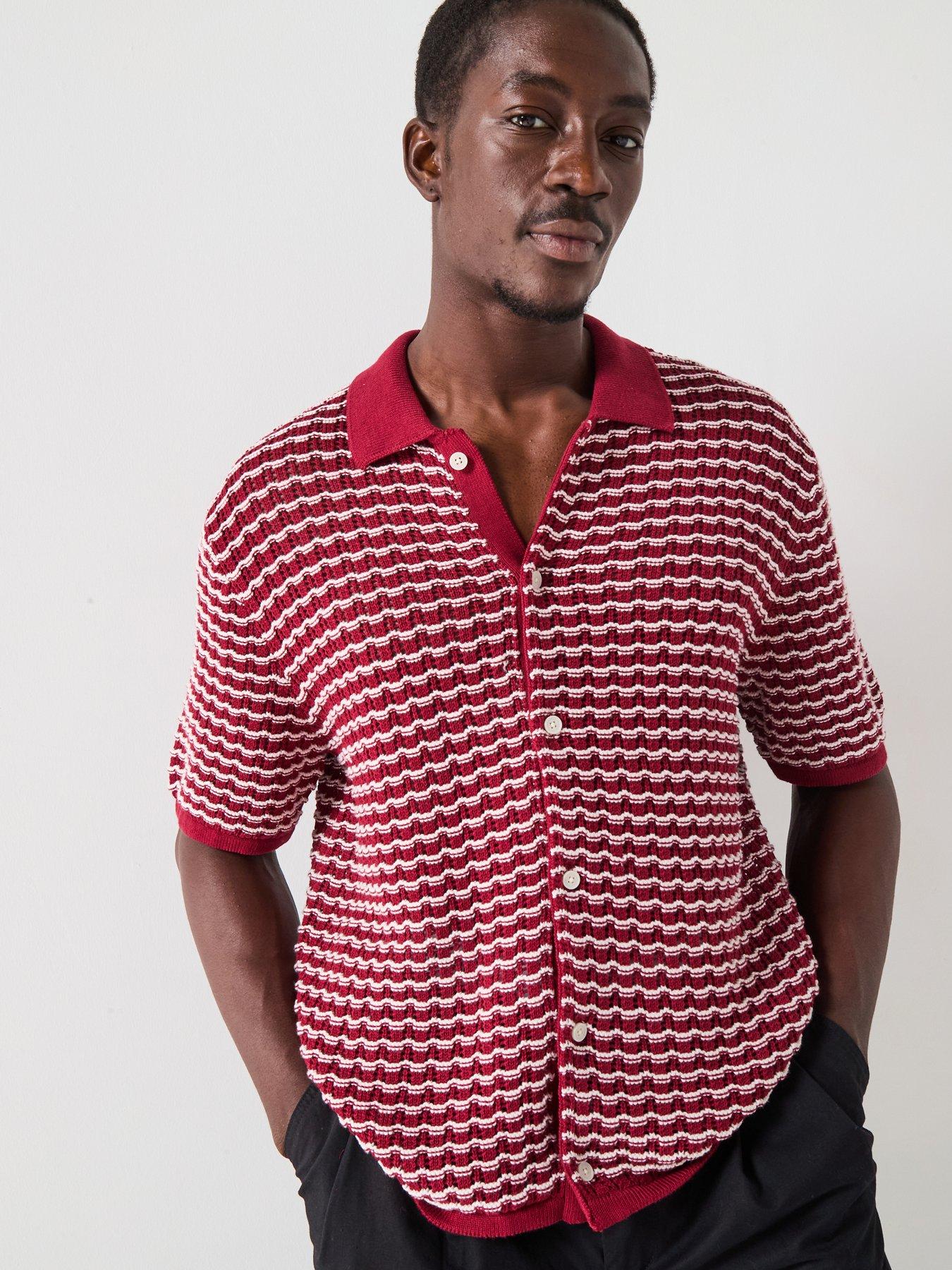 undefined Dia Short Sleeve Knitted Polo Shirt - Dark Red