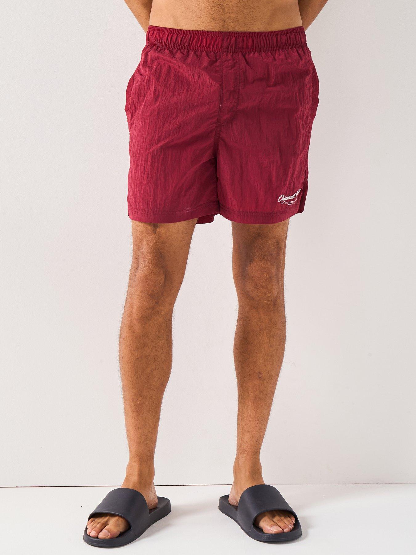 Jack & Jones Maui Crinkle Nylon Swim Shorts - Dark Red