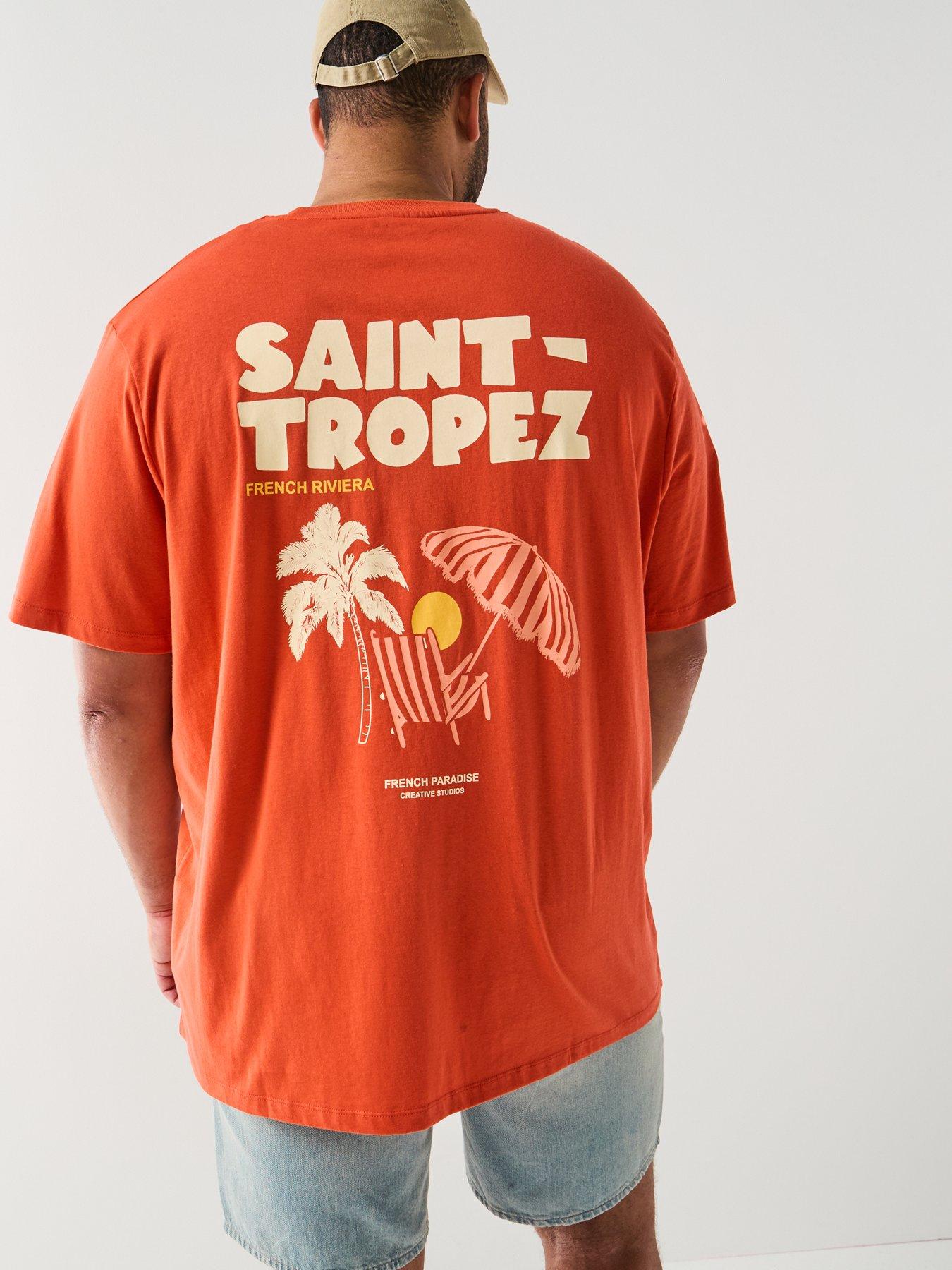 Image 2 of 5 of Jack & Jones Plus Saint Tropez Back Graphic T-Shirt - Orange
