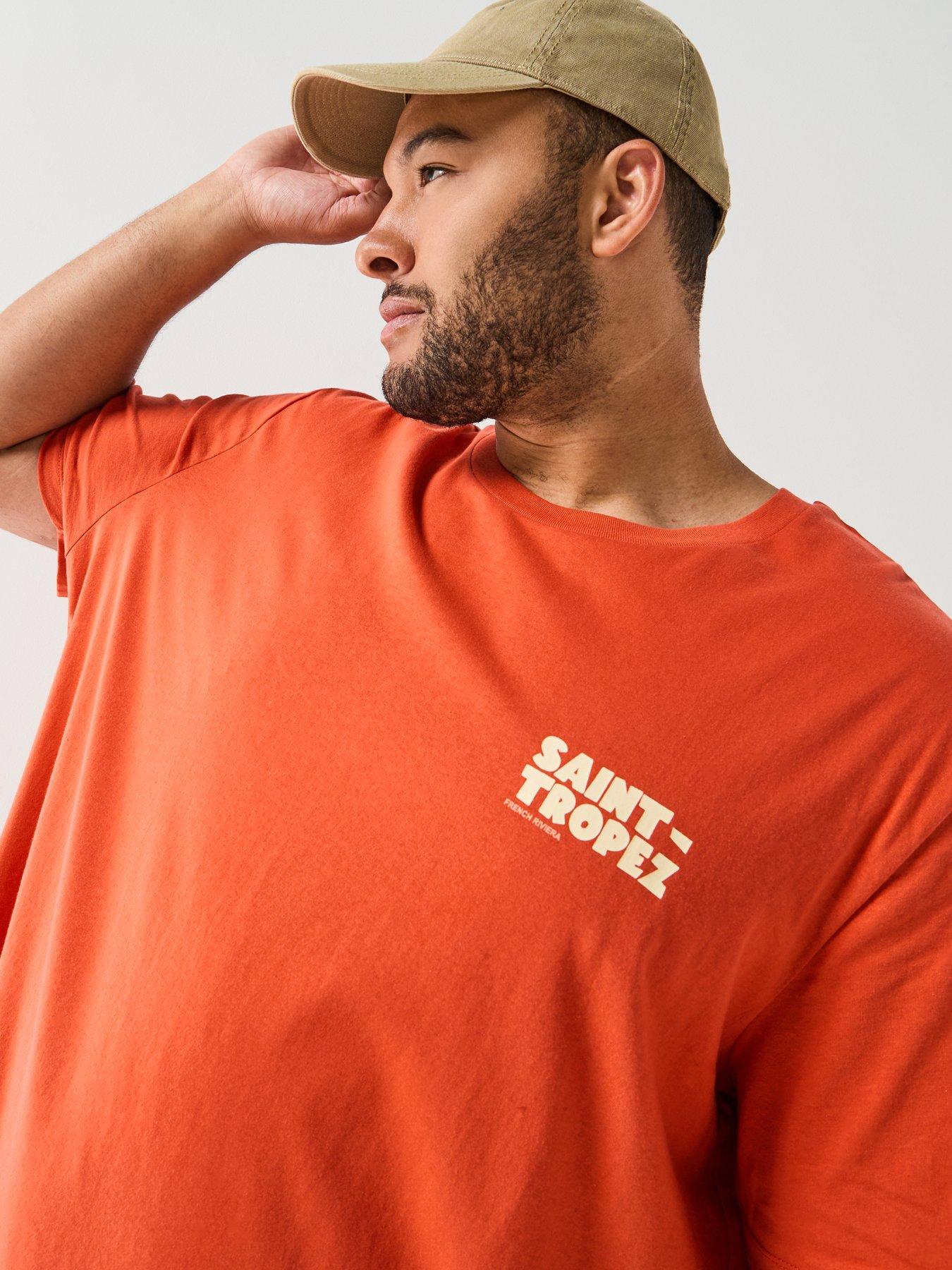 Image 5 of 5 of Jack & Jones Plus Saint Tropez Back Graphic T-Shirt - Orange
