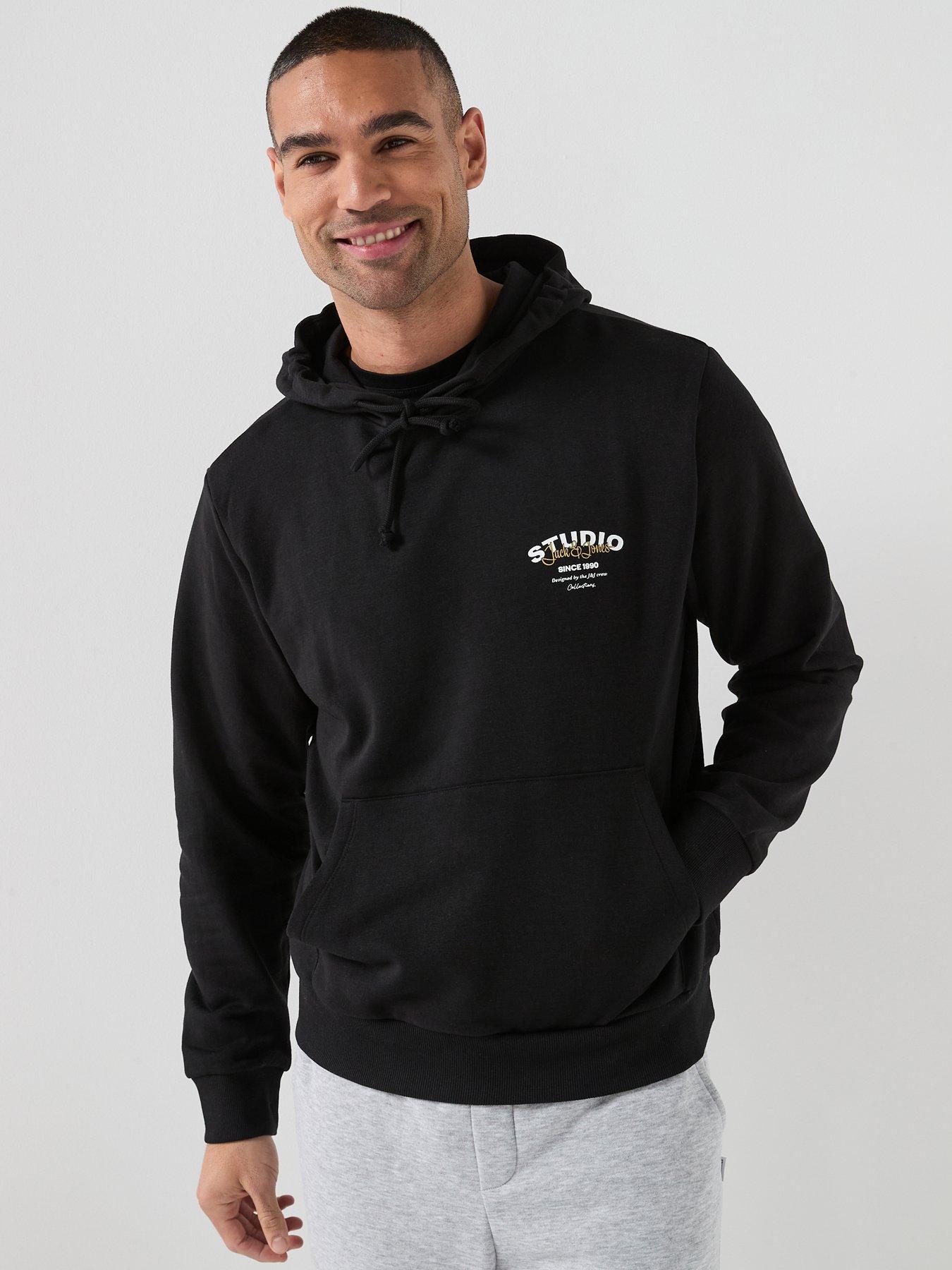 Jack & Jones Small Print Logo Hoodie - Black